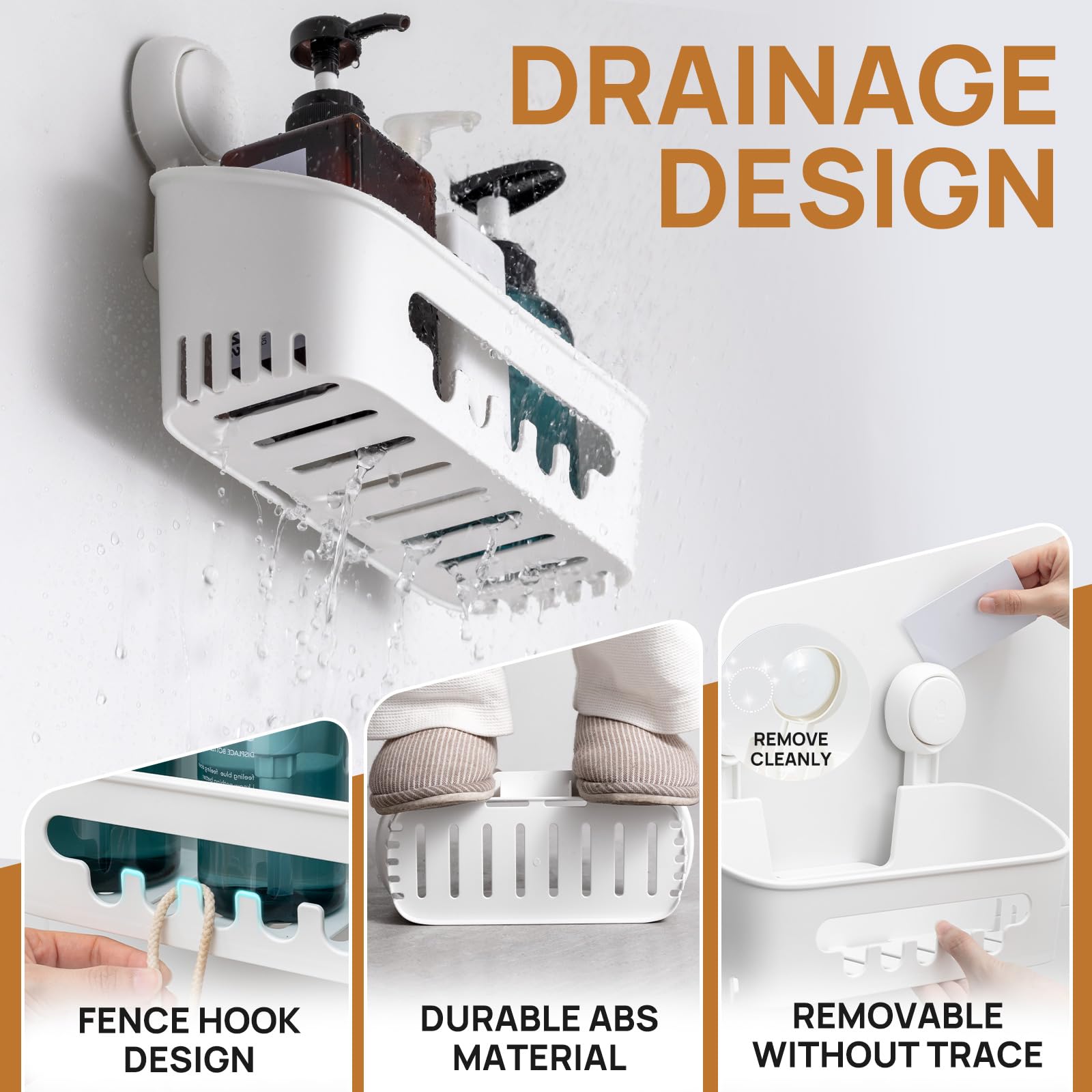 Leverloc Shower Caddy Suction Cup Shower Shelf Shower Basket Suction Pack Of 2 Removable Powerful Suction Cup Bathroom Organizer