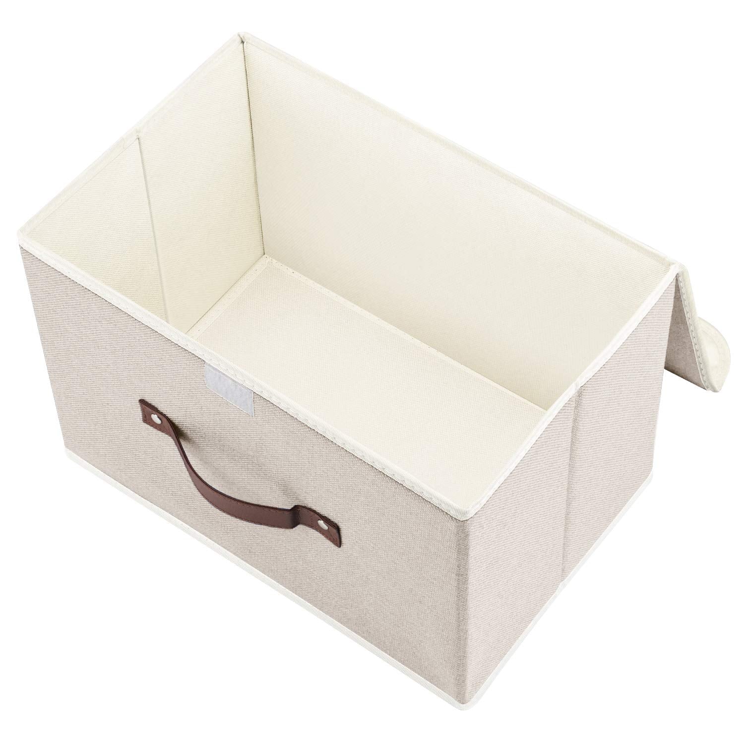 TYEERS Foldable Storage Boxes with Lids 3 Pack Fabric Storage Bins with Lids  Closet Organizers for Clothes Storage  Room Organization  Office Storage  Toys - Beige