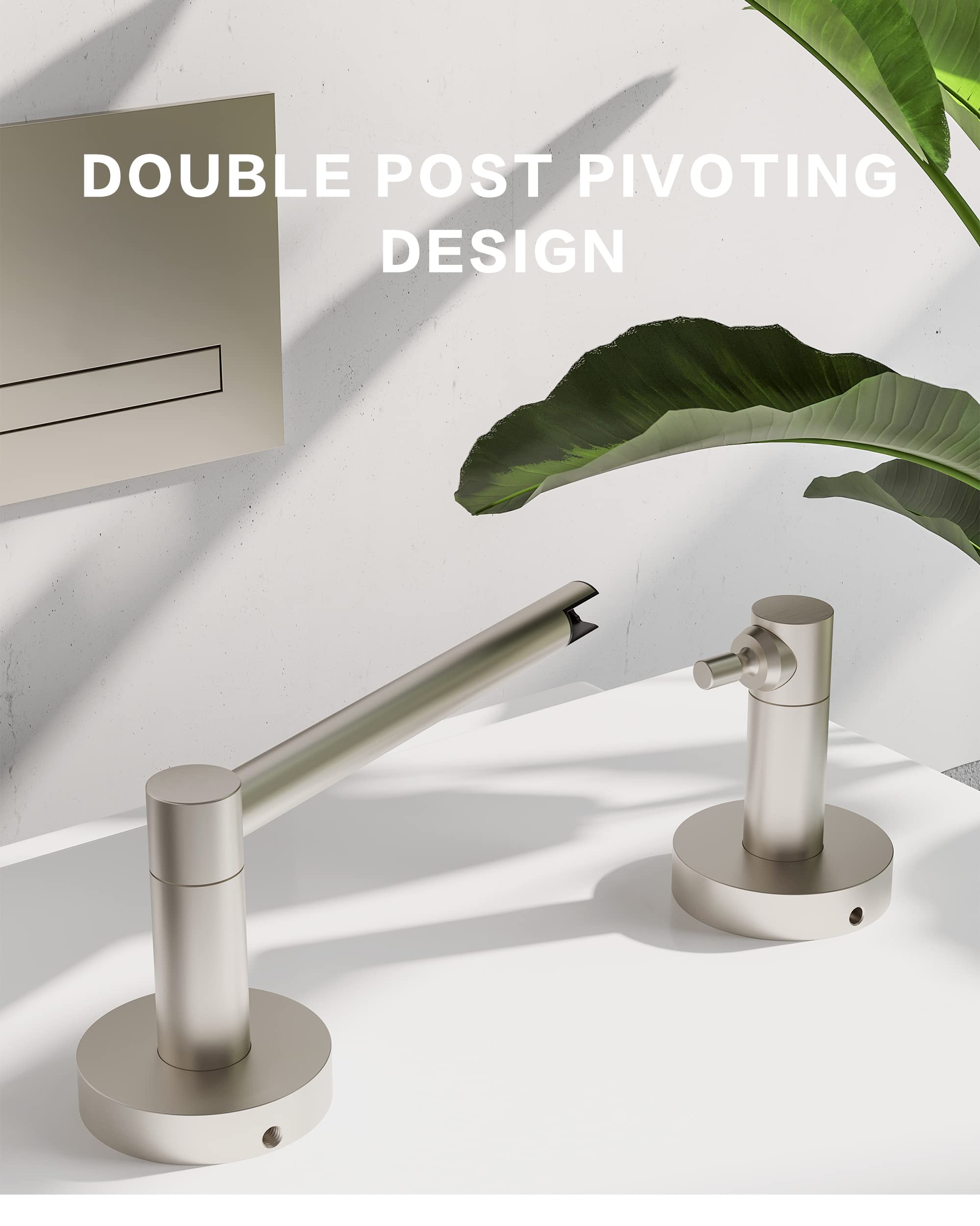 Fixsen Toilet Paper Holder Brushed Nickel Bathroom Double Post Pivoting Tissue Roll Holder Stainless Steel and Zinc Alloy Wall Mount Detachable (Brushed Nickel 2PC  1)
