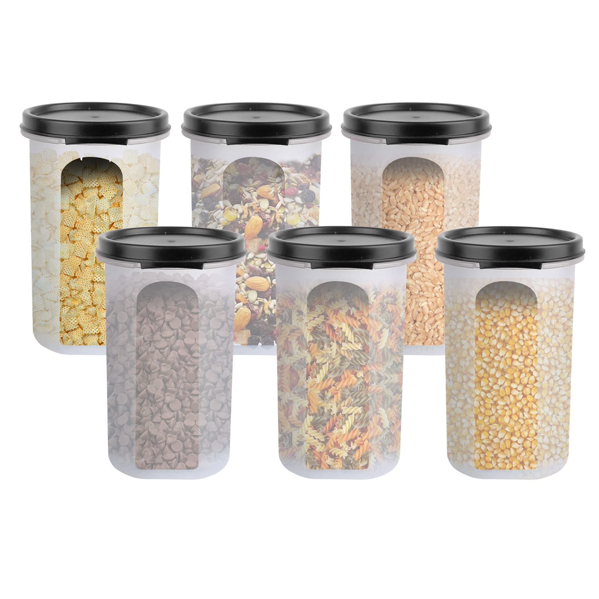 Cutting Edge 585Ml Smart Slim Storage Airtight ContainerBlack,Set Of 6