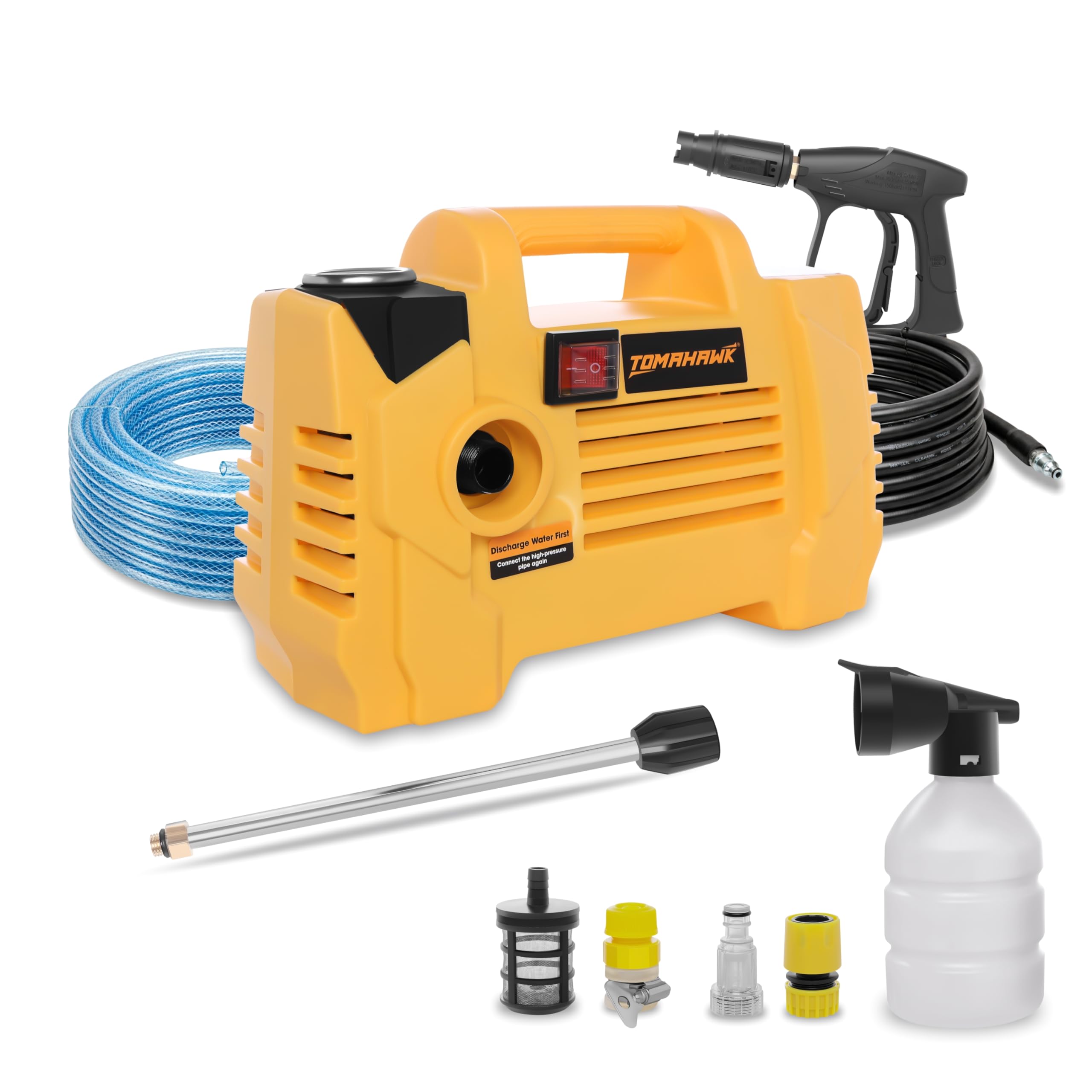 Tomahawk Tpw2000 Universal Motor Pressure Washer  140 Bar High Pressure, 2000W Deep Cleaning | 1Line Compact Washer With 8M H