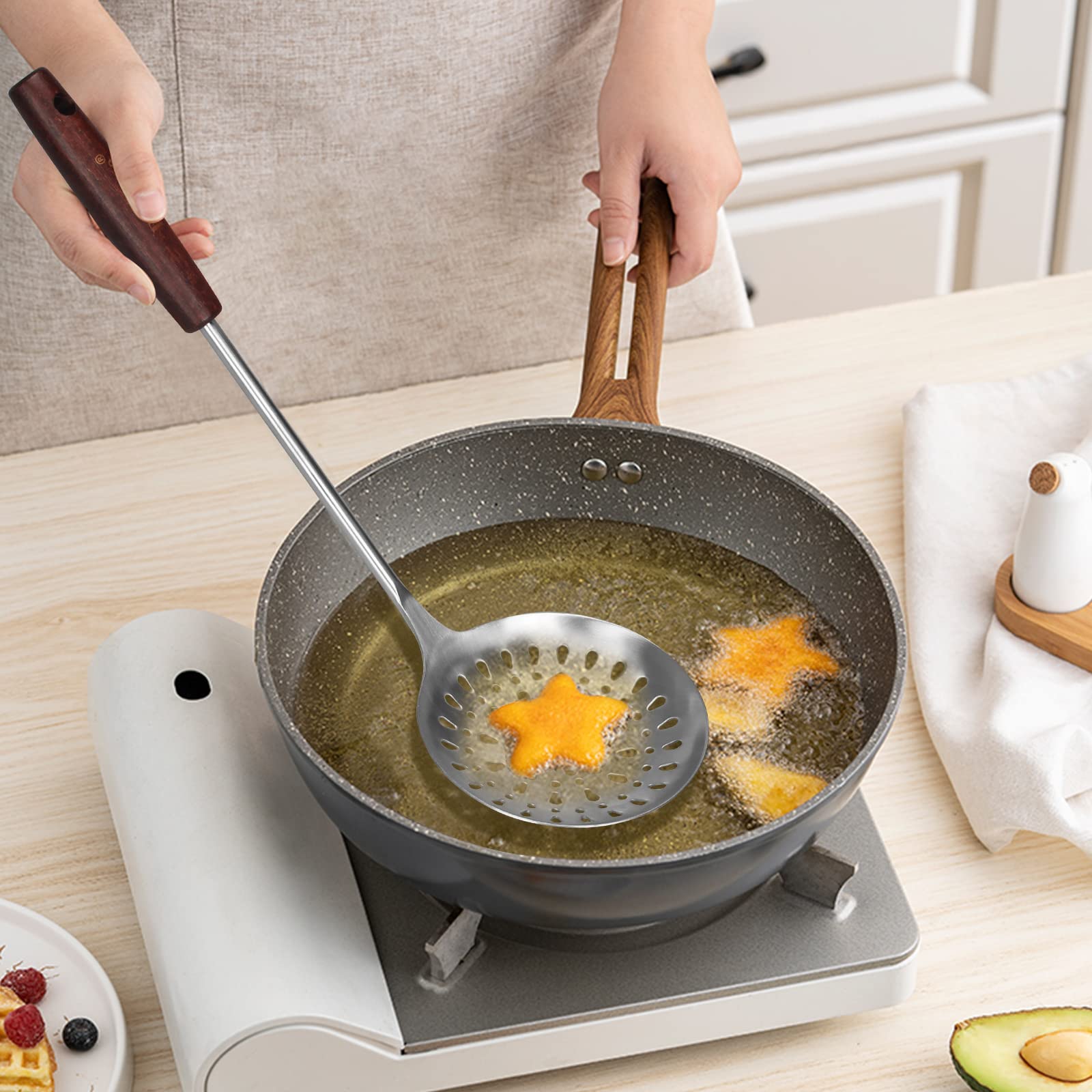 15 Inch Large Spatula Slotted Turner Soup Ladle 304 Stainless Steel Wok Spatula Set Slotted Spoon For Cooking Utensils Set Long