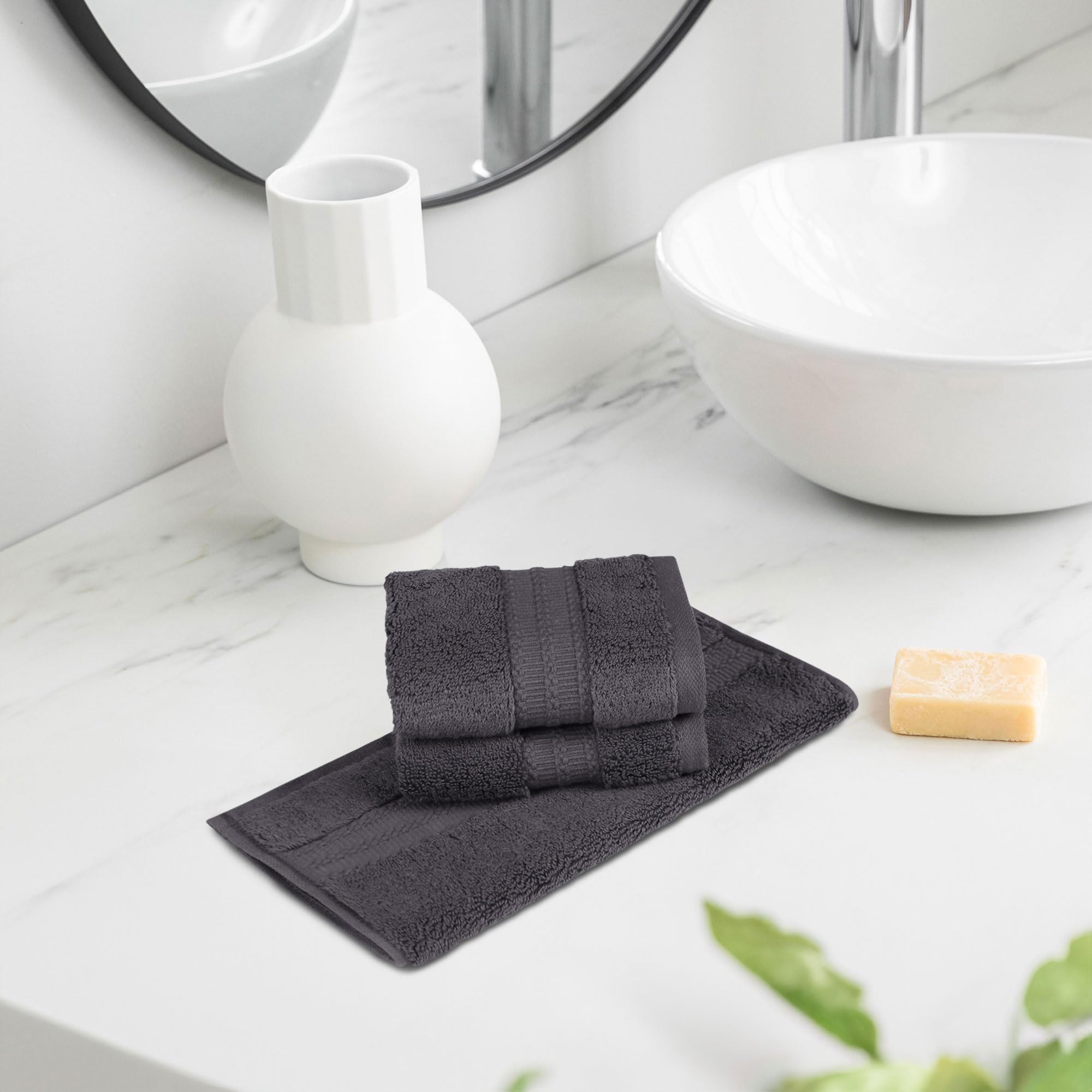 Trident Face Towels, Nectarsoft Collection, Wash Towel, 100% Cotton Towels For Men/Women, 625 Gsm, 3 Pc Face Towels - Ash Grey