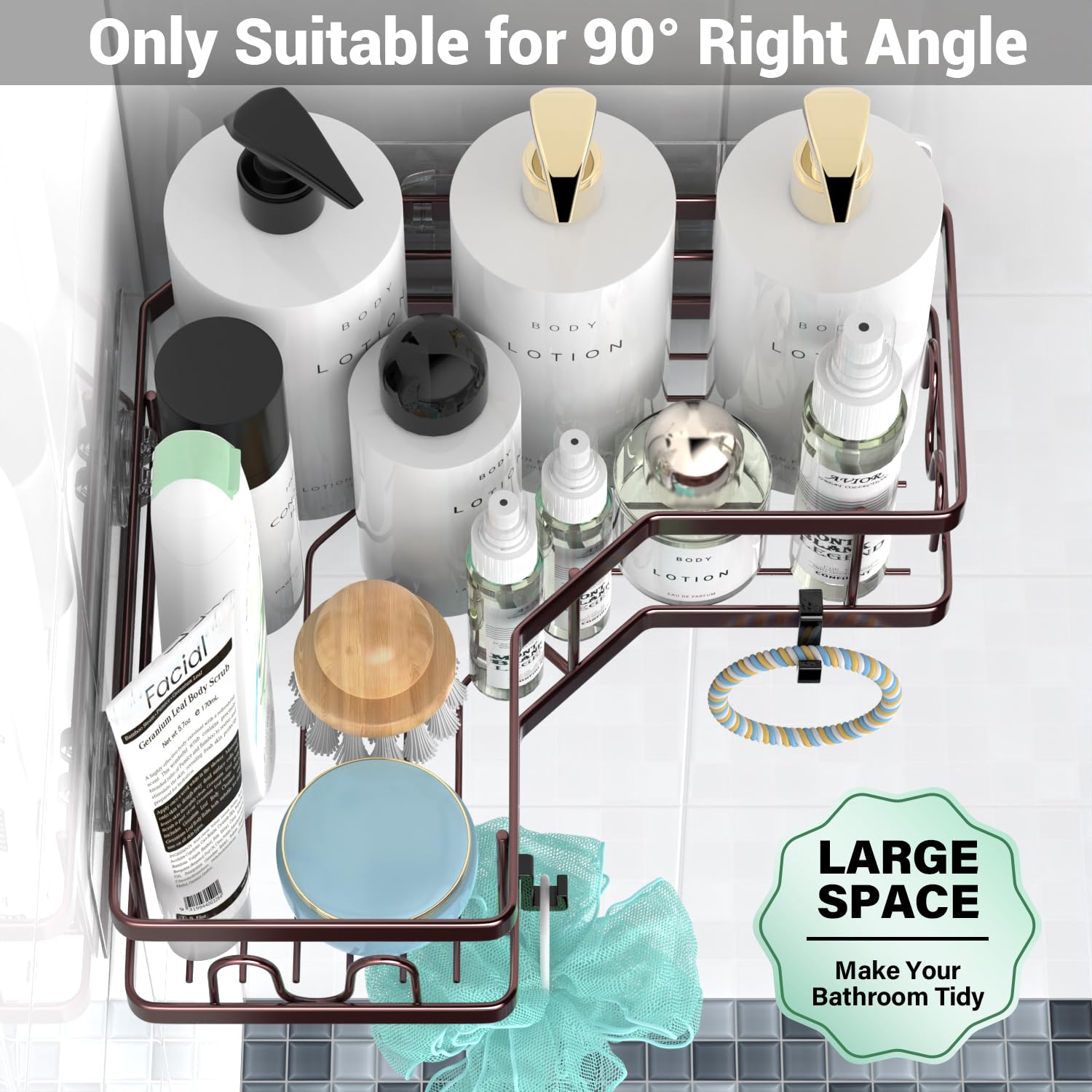 AKTECKE Corner Shower Caddy Organizer Shelf: Adhesive No Drilling Shower Rack Bathtub Shelves - 3Pack Rustproof Bathroom Shower Shelf For Inside Shower