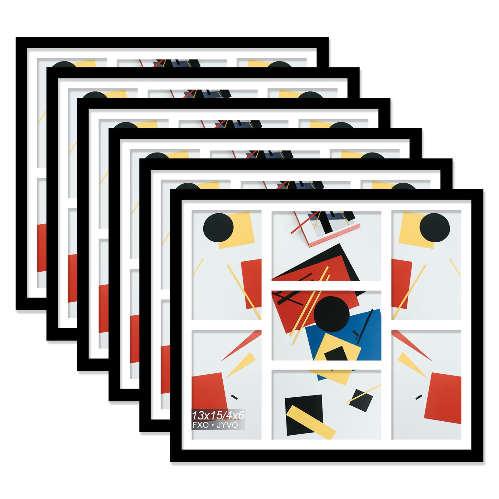 Fxojyvo 4x6 Picture Frame Collage Set of 6, Display 7 4x6 Picture Collage or 13x15 Photo Only Without Mat, Light Weight and High