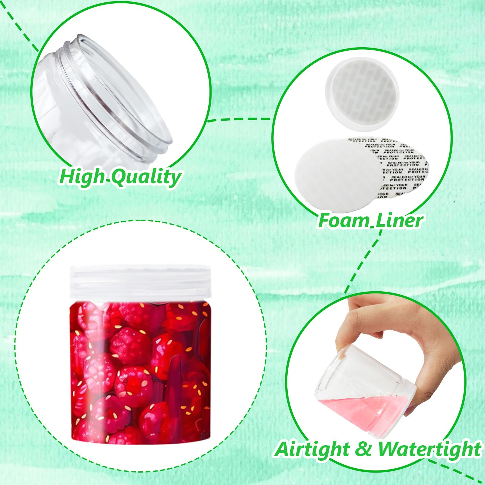 20Pack 4Oz Clear Plastic Slime Containers With Lids,Round Refillable Travel Storage Sealed Jars Wide Mouth Container For Candy,M