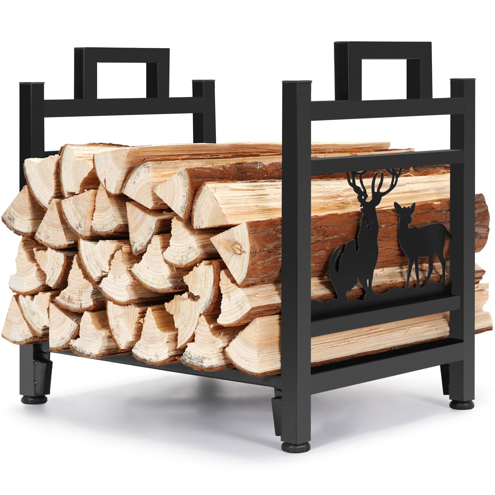 Inno Stage Firewood Log Rack, Iron Wood Lumber Storage Holder For Fireplace, Heavy Duty Log Storage Bin For Firepit Stove Access