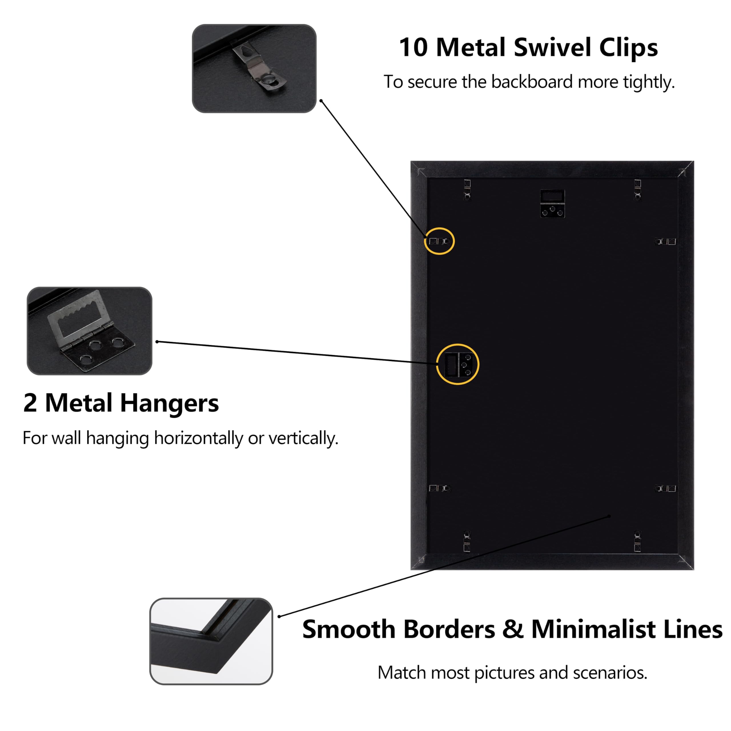 CORE ART 12x18 Picture Frame Set of 4, Display Pictures 11x17 with Mat or 12 x 18 without Mat, Multi Photo Frames Collage for Wa