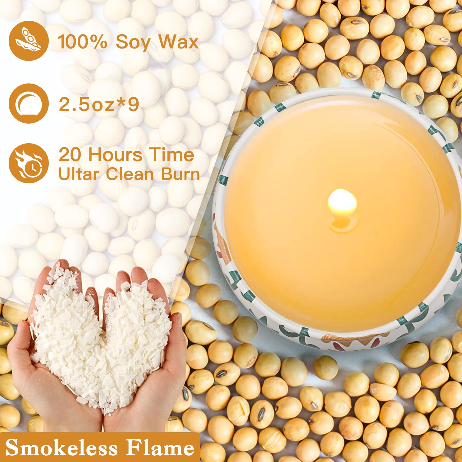 Scented Candles, 9 Packs 2.5oz Candle Set, Soy Candles for Home Scented, Aromatherapy Candle for Stress Relief, Bathing, Ideal G