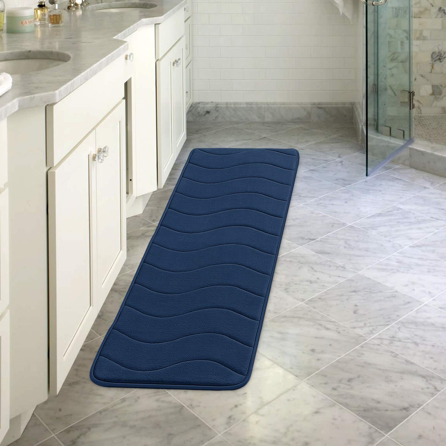 Flamingo P Memory Foam Bath Mat Extra Long Bath Mats For Bathroom Non Slip Bathroom Runner Rug Water Absorbent Thick Soft Washab