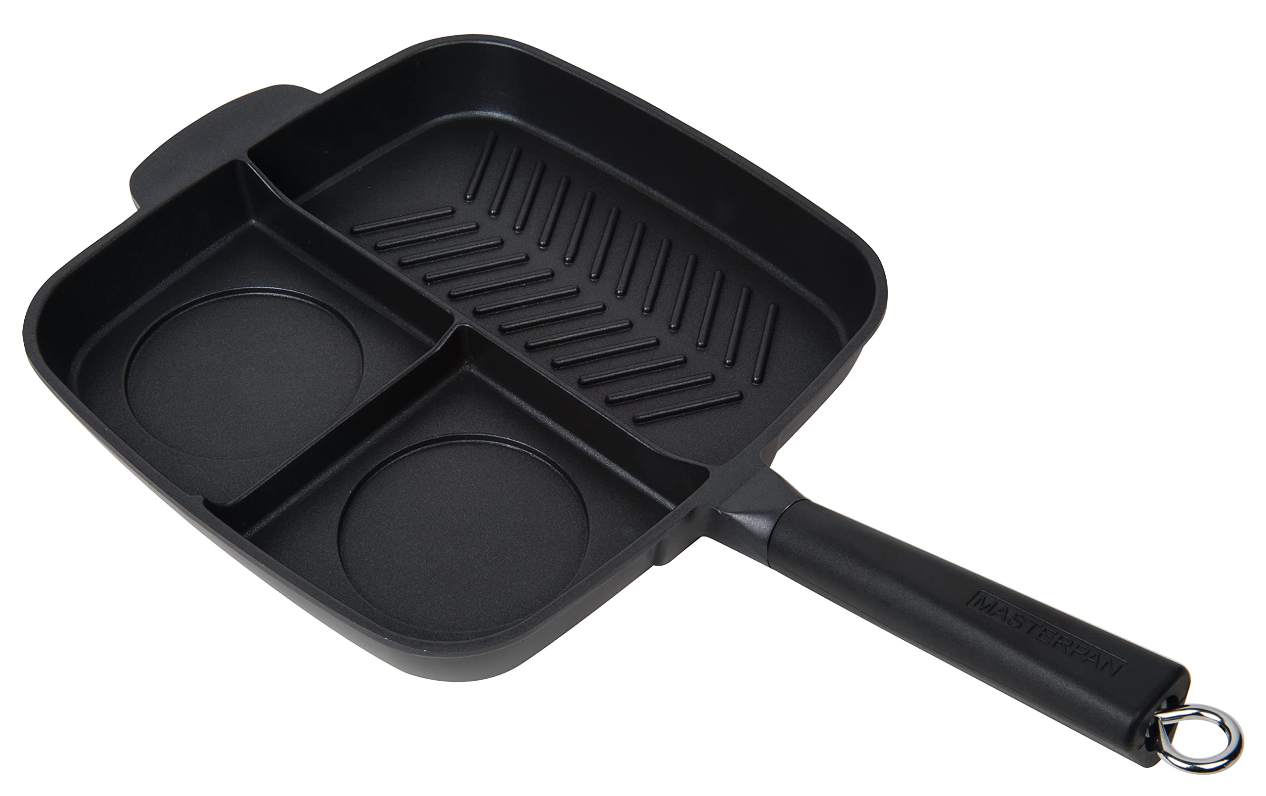 Masterpan Non-Stick 3 Section Meal Skillet, 11'', Black