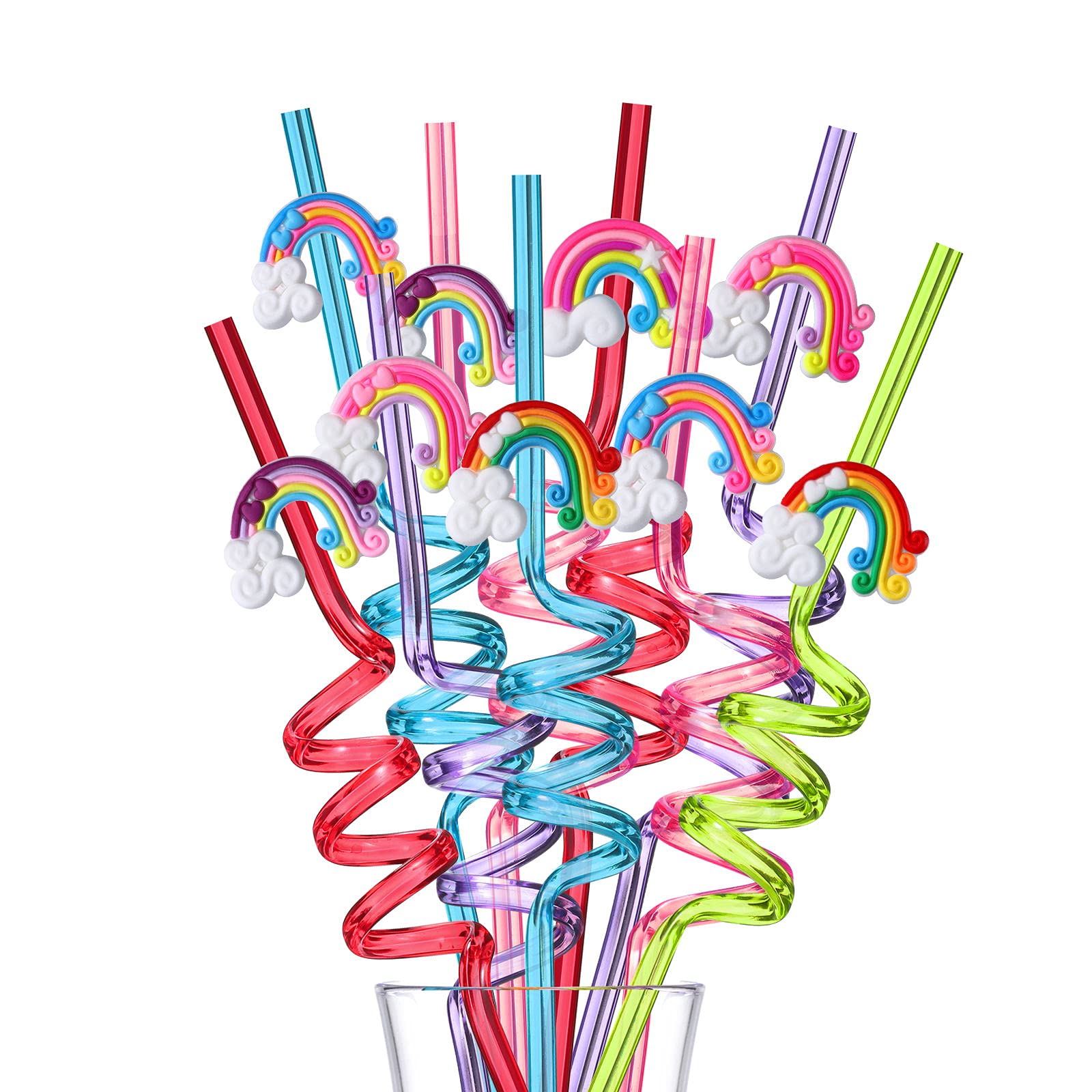 Reusable Rainbow Drinking Plastic Straws25 and 2 Cleaning Brush  unicorn Party Supplies  Birthday Party Favors Decorations- set of 27