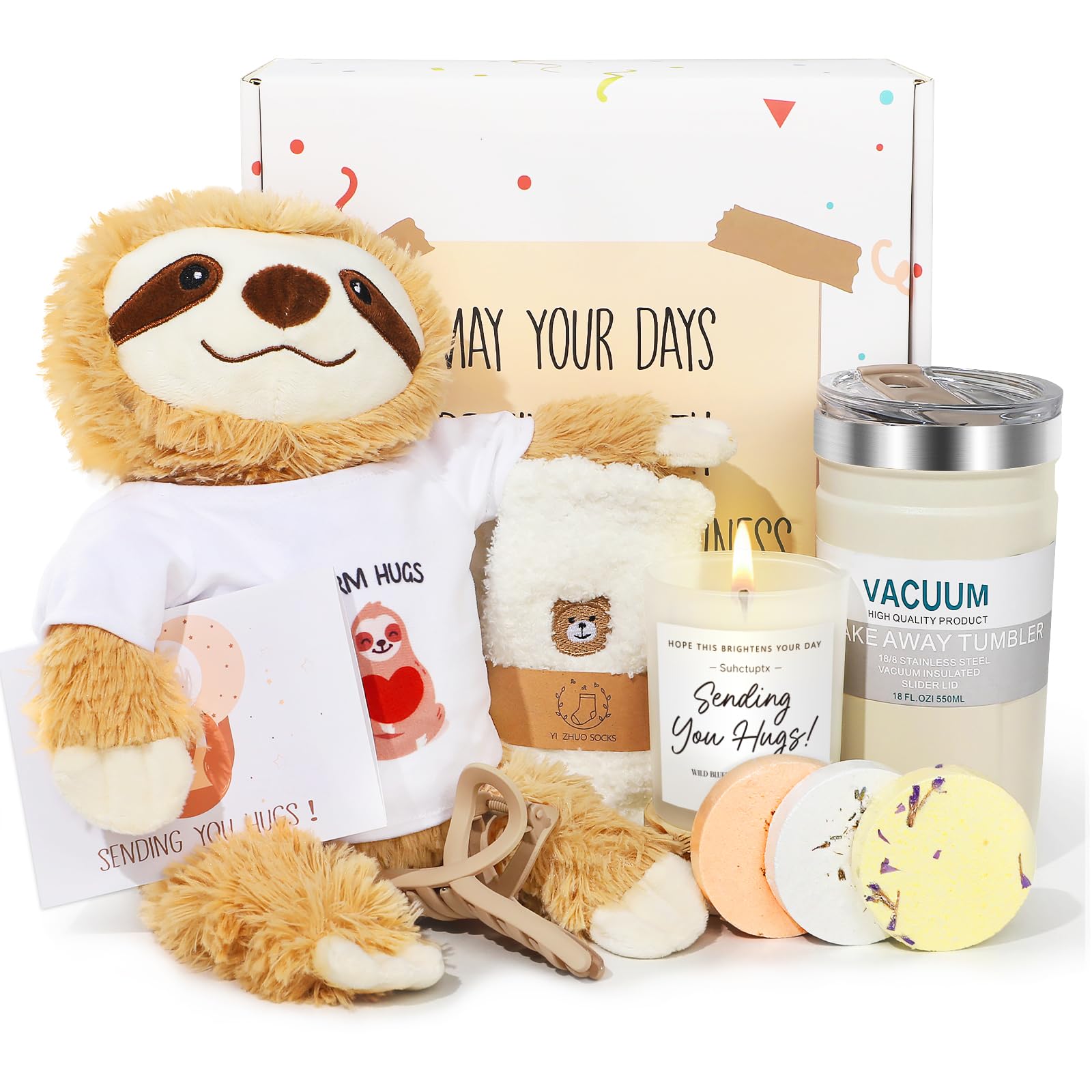 Get Well Soon Gift for Women, Sloth Gifts for Women, Care Package for Women, Self Care Gifts for Women, Hug Feel Better Gift Bas