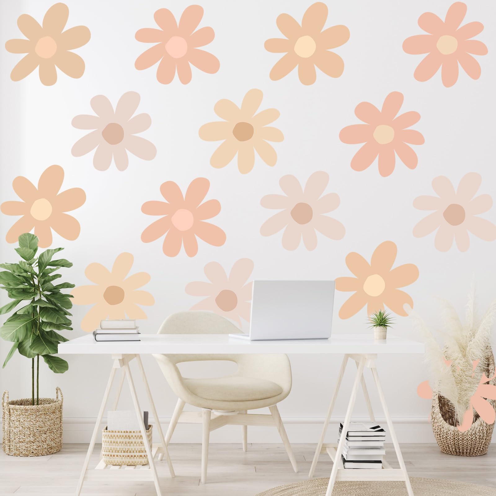 12 Sheets Daisy Wall Decals Flower Wall Stickers Large Daisy Wall Stickers Daisy Decals For Wall Peel And Stick For Nursery Bedr