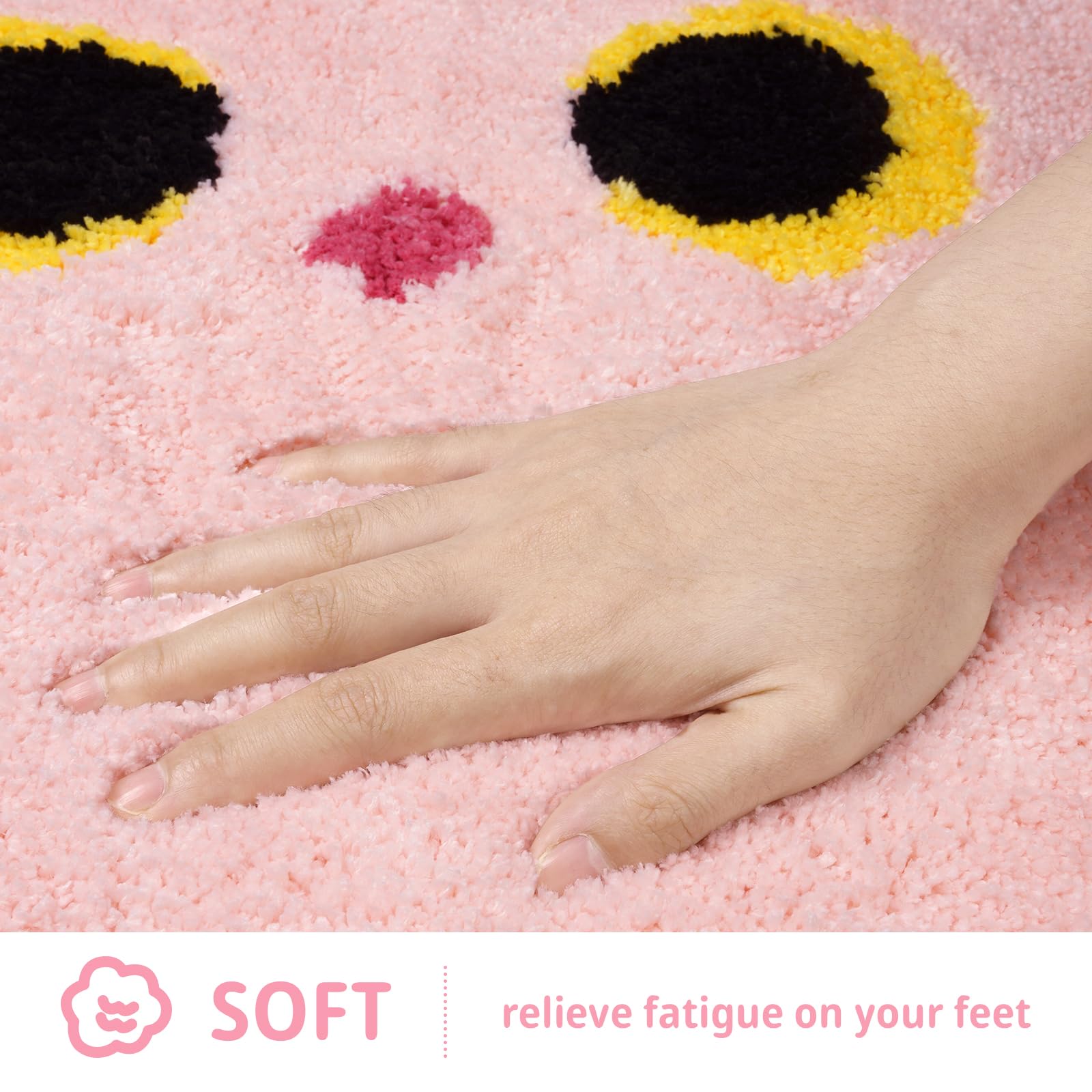Nigoways Bathroom Rug - Bathroom Mat,Pink Bathroom Rug,Washable Cute Cat Bath Mat,Soft Fluffy Water Absorbent Shower Mat,Non Sli