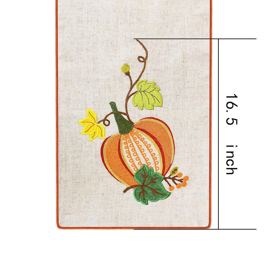 Grelucgo Halloween and Thanksgiving Holiday Table Runners, Fall Autumn Harvest Decorations, Embroidered Pumpkins, Rectangular 14