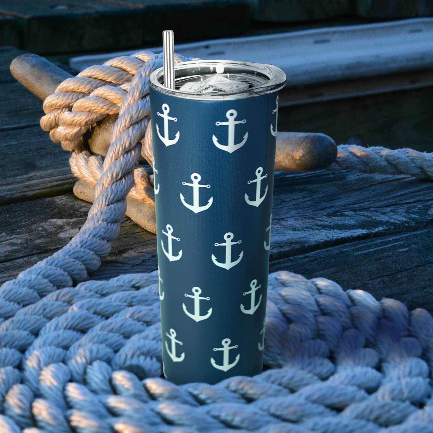 Anchor Tumbler-Boating Accessories For Boat,Lake Accessories For Women-Beach Gifts,Boat Gifts,Boating Gifts For Women,Anchor Gif