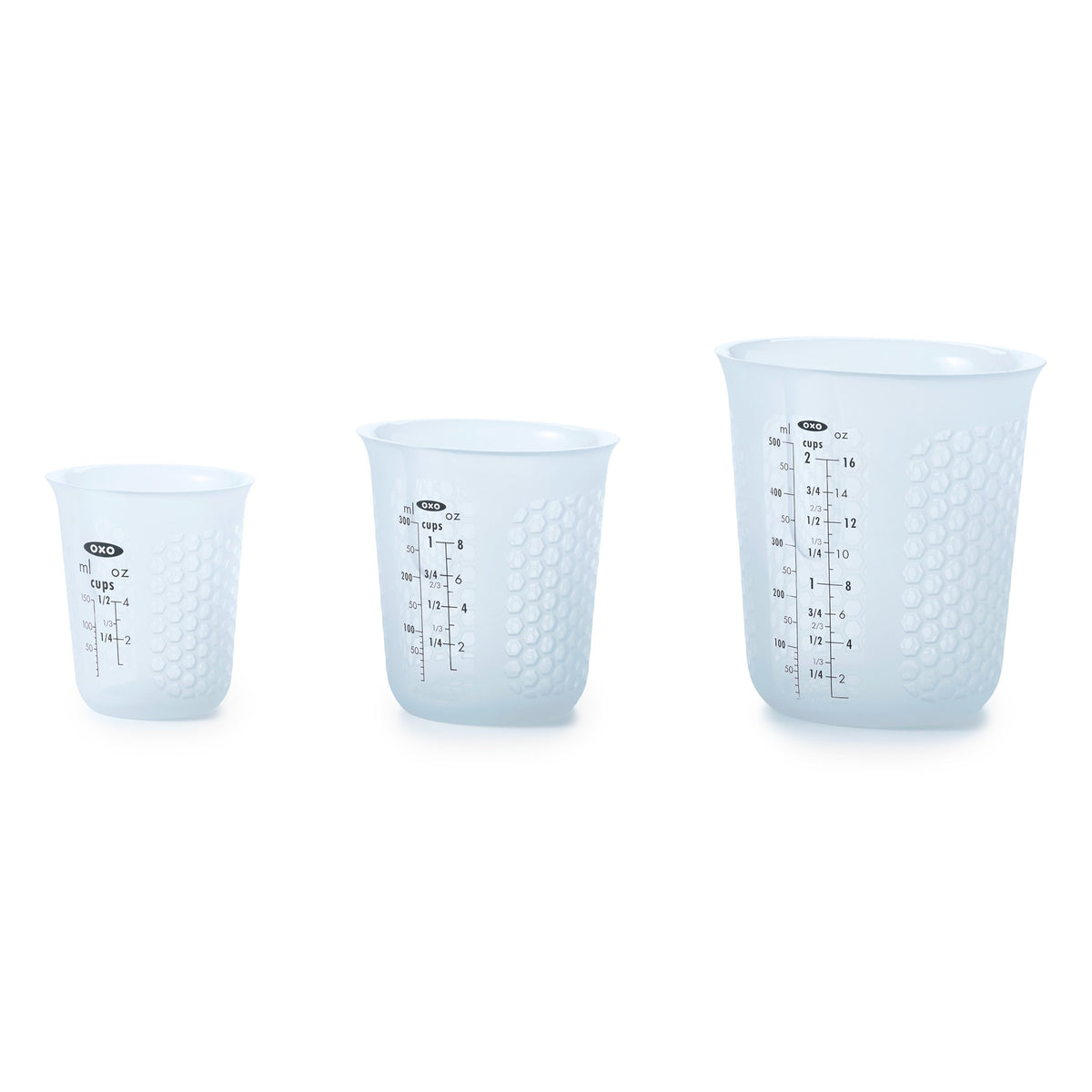 Oxo Good Grips 3 Piece Squeeze & Pour Silicone Measuring Cup Set, Blue