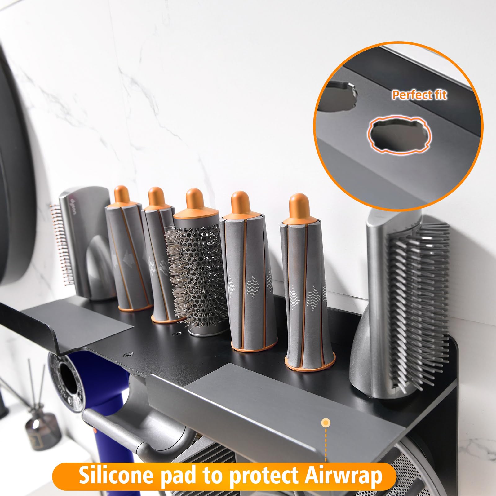 Wall Mount Holder Compatible For Dyson Hair Dryer Supersonic Nural Airwrap Hair Styler, Upgraded 2In1 Dyson Airwrap Holder Dyson