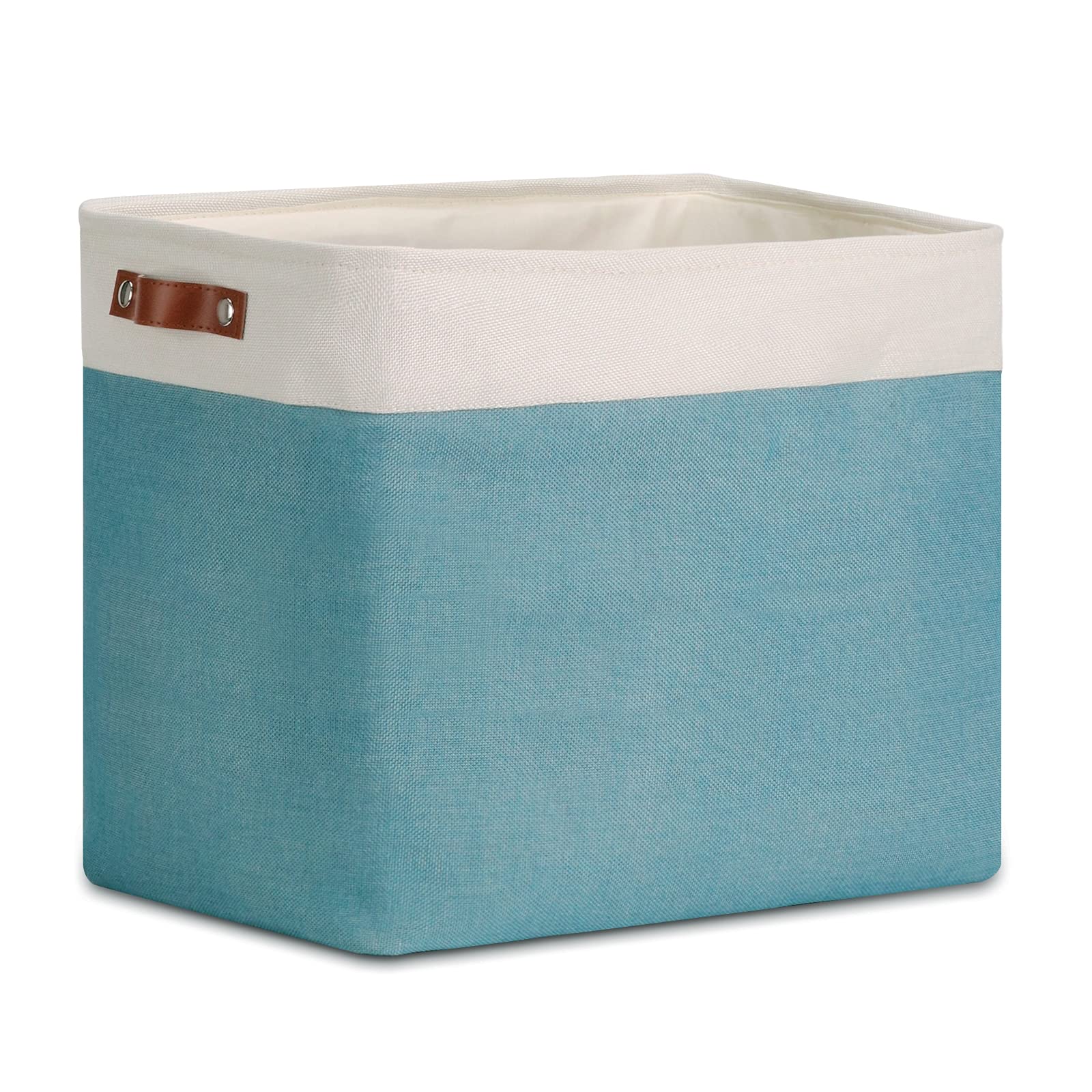 Dullemelo Large Collapsible Storage Basket/Bin With Sturdy Leather Handles, Fabric Organizer Bin For Storage Clothes, Toys, Book