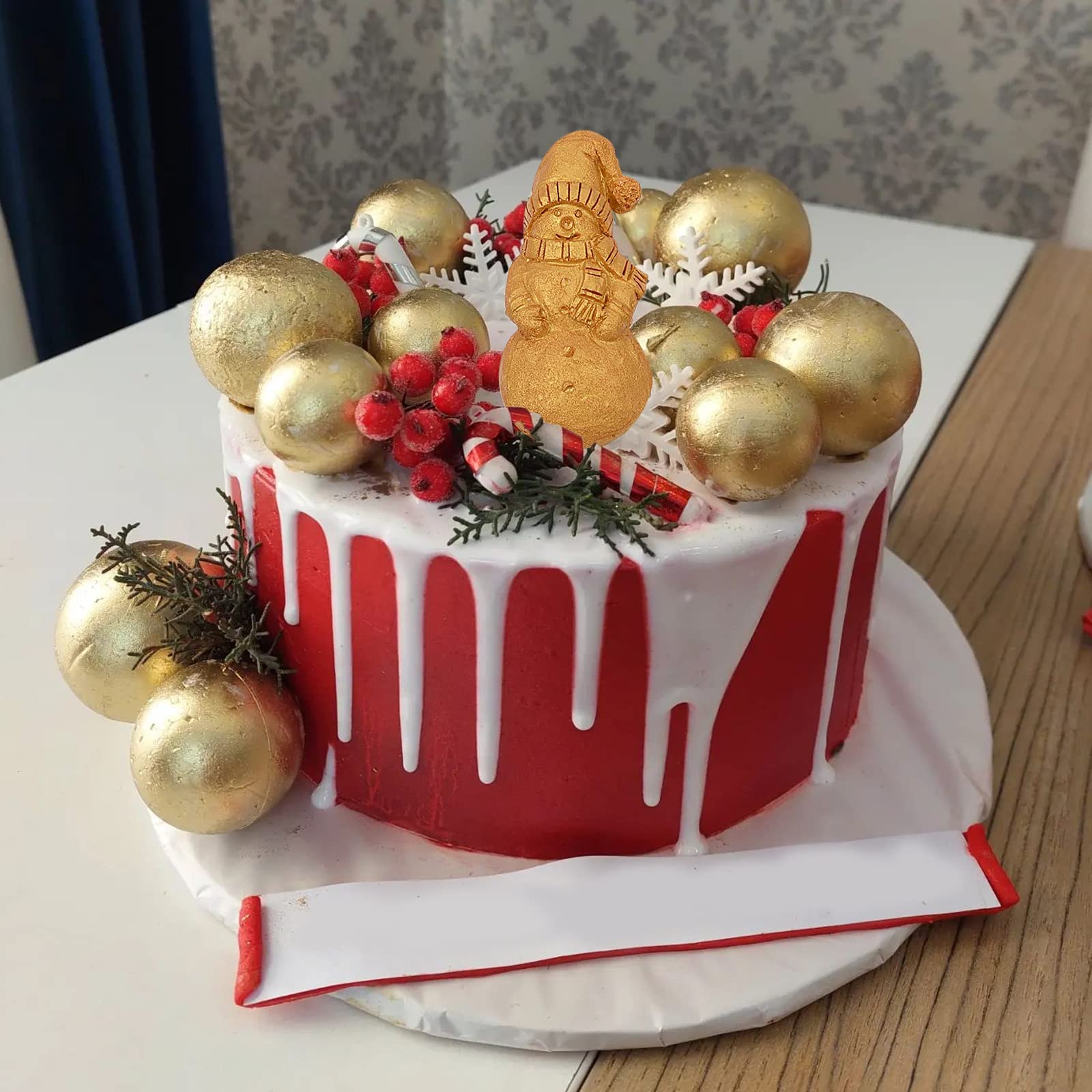 Christmas Fondant Molds 2 Pcs, Santa Claus Snowan Our Lady Feather Silicone Chocolate Mold For Reindeer Snowflake Deer Moluld Ca