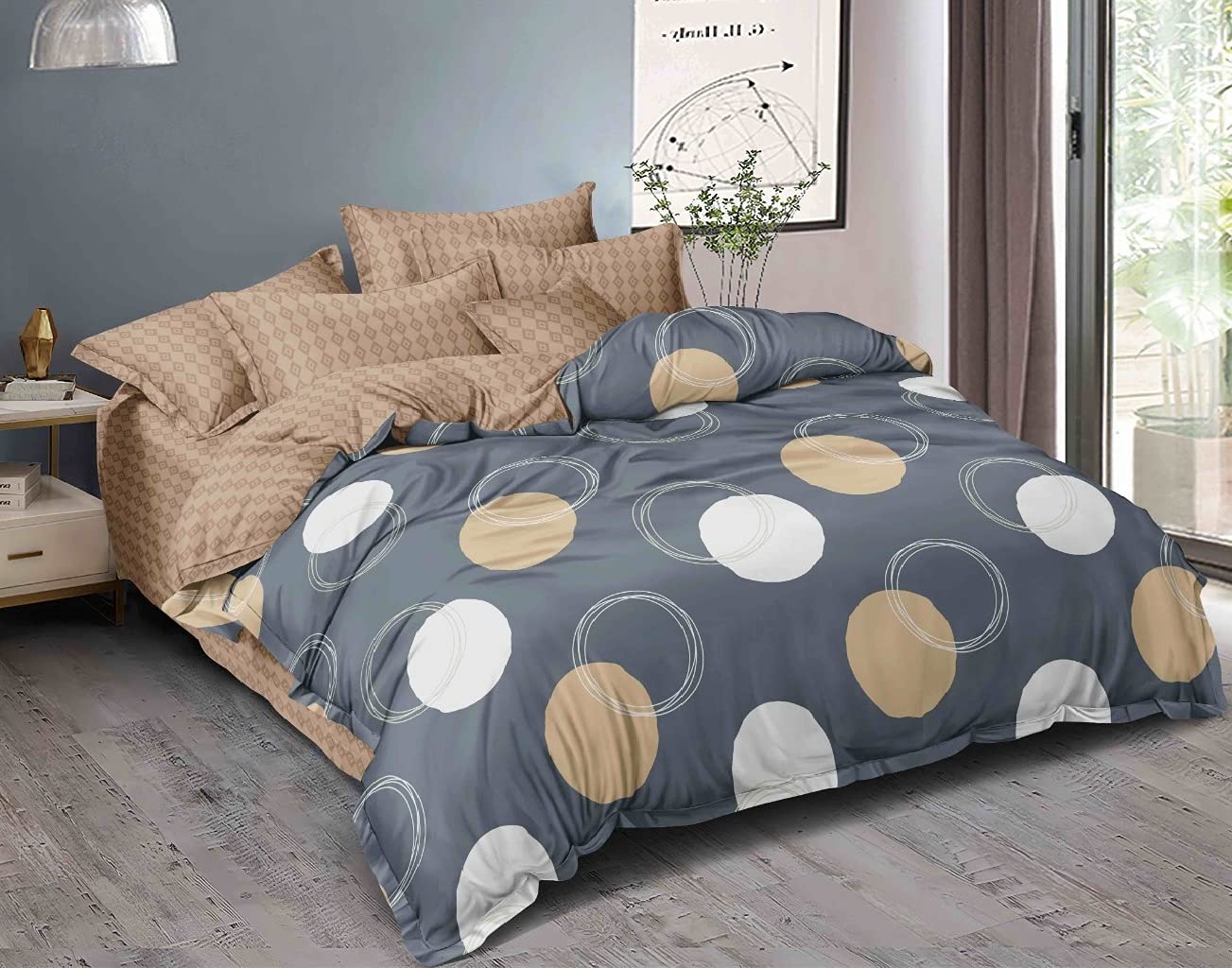 Laying Style Supersoft Glace Cotton Double Bed Ac Comforter Set King Size Double Bed With 1 Flat Bedsheet With 2 Pillow Covers I