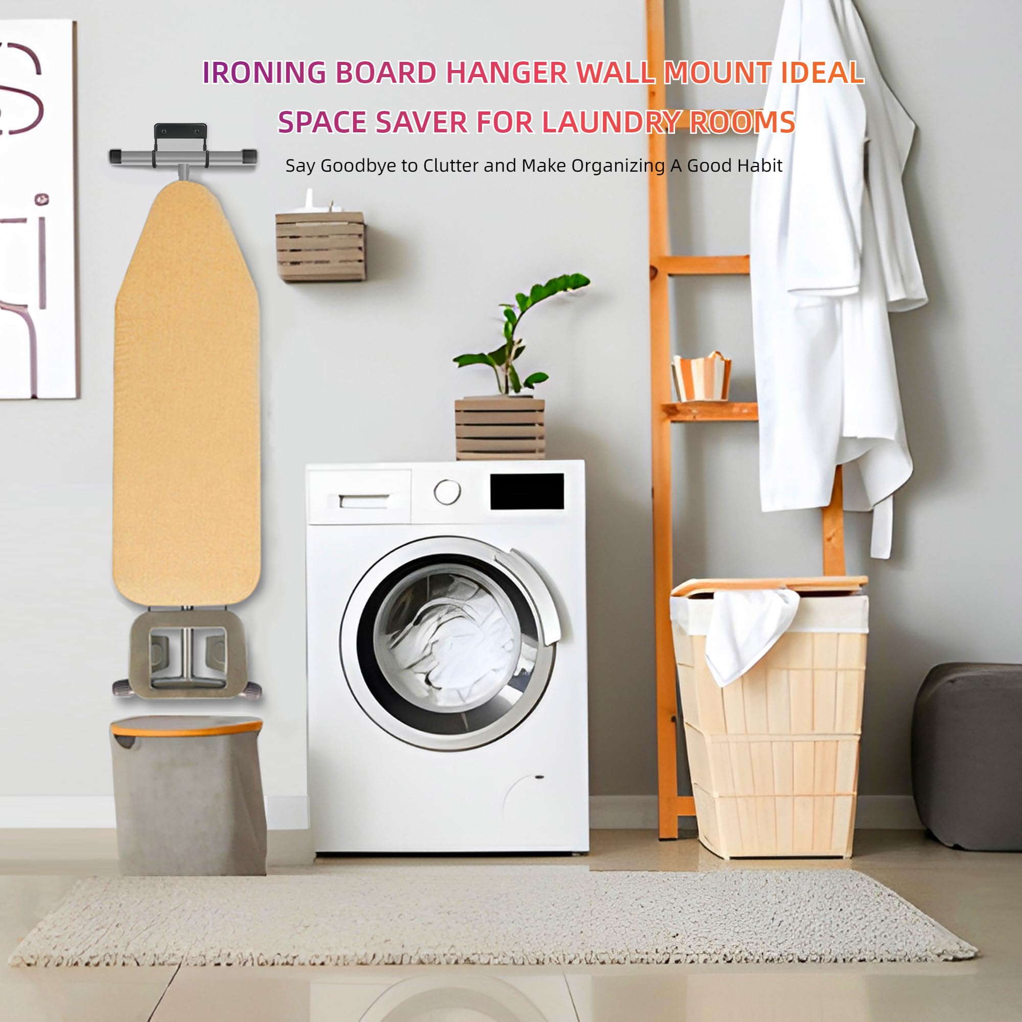 Bijun Ironing Board Holder Wall Mount, Ironing Board Hanger, Ironing Board Wall Mount With A Length Of 5 Inches, Iron Board Hook