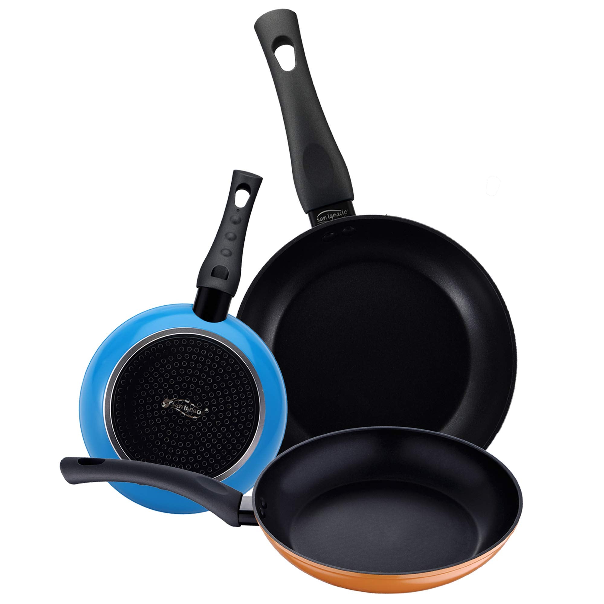 San Ignacio Q2837 Set of 3 Frying Pans 20, 24, 28 cm, Forged Aluminium, Monza Induction