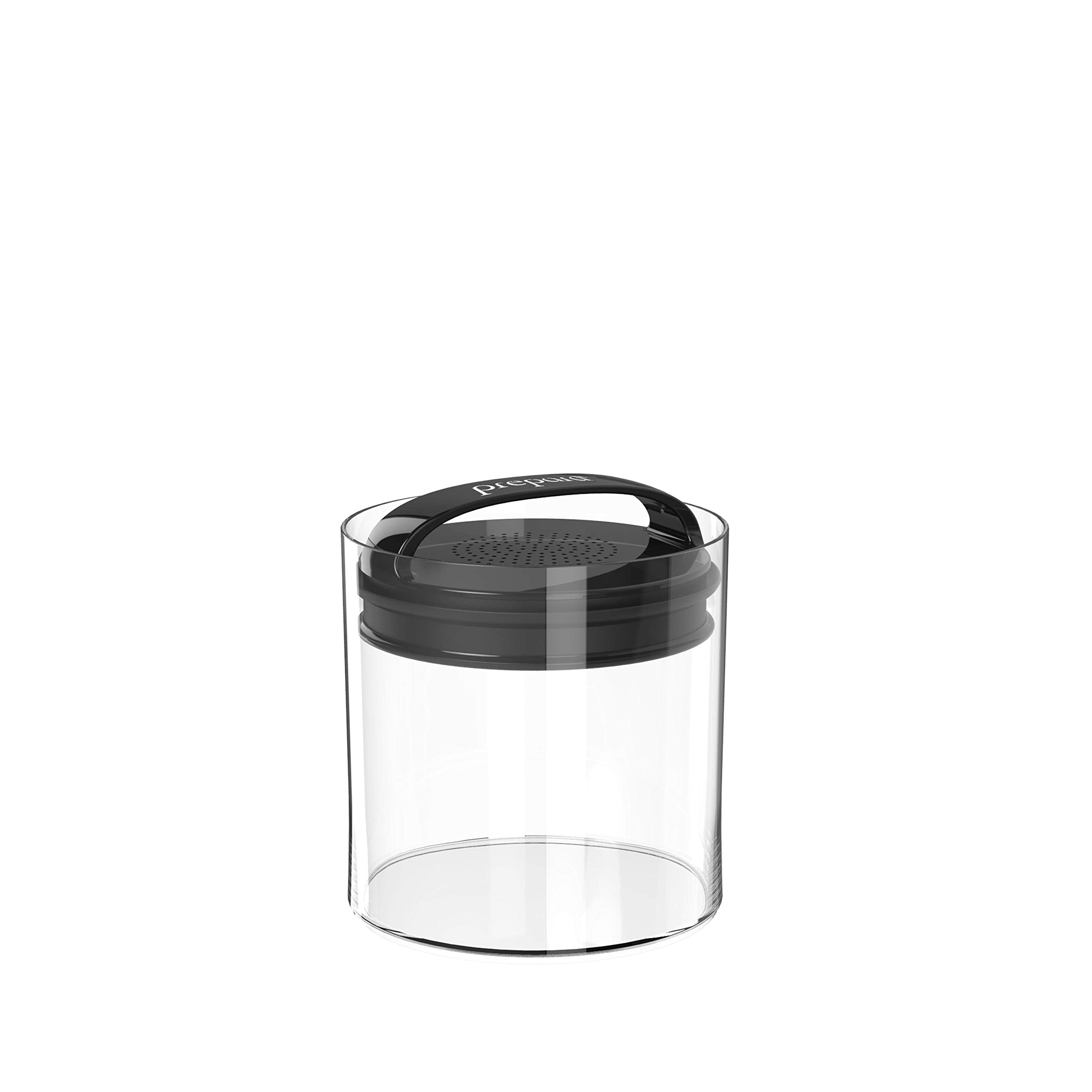 Prepara Evak Fresh Saver, Large-Short Airless Canister With Black Handle, 1.8 Quart, Clear