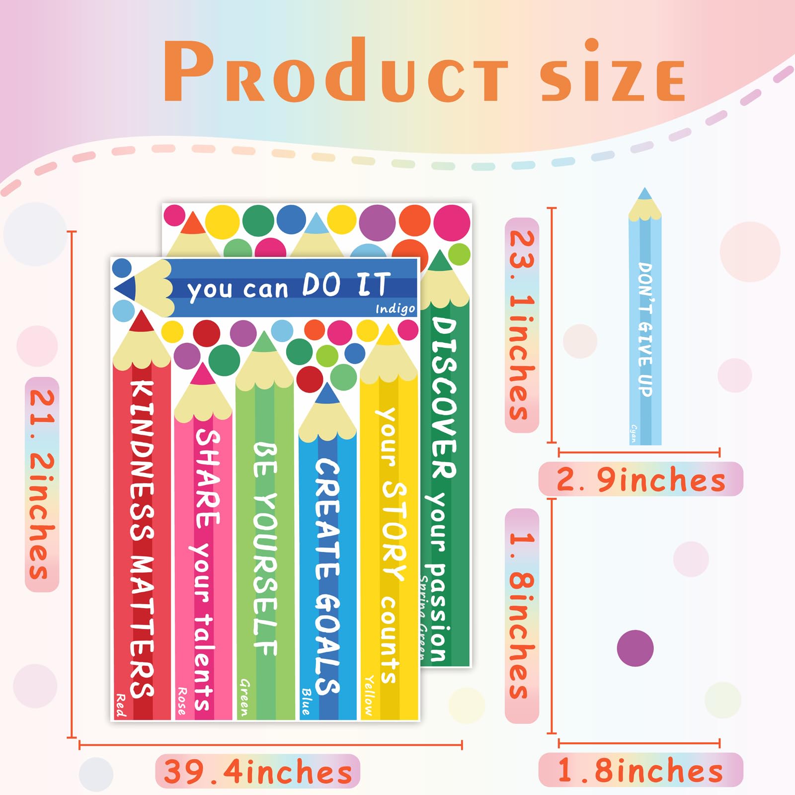 Colorful Inspirational Wall Decal Kids Wall Decals Color Wall Decals Motivational Quotes Wall Sticker You Can Do It Wall Sticker