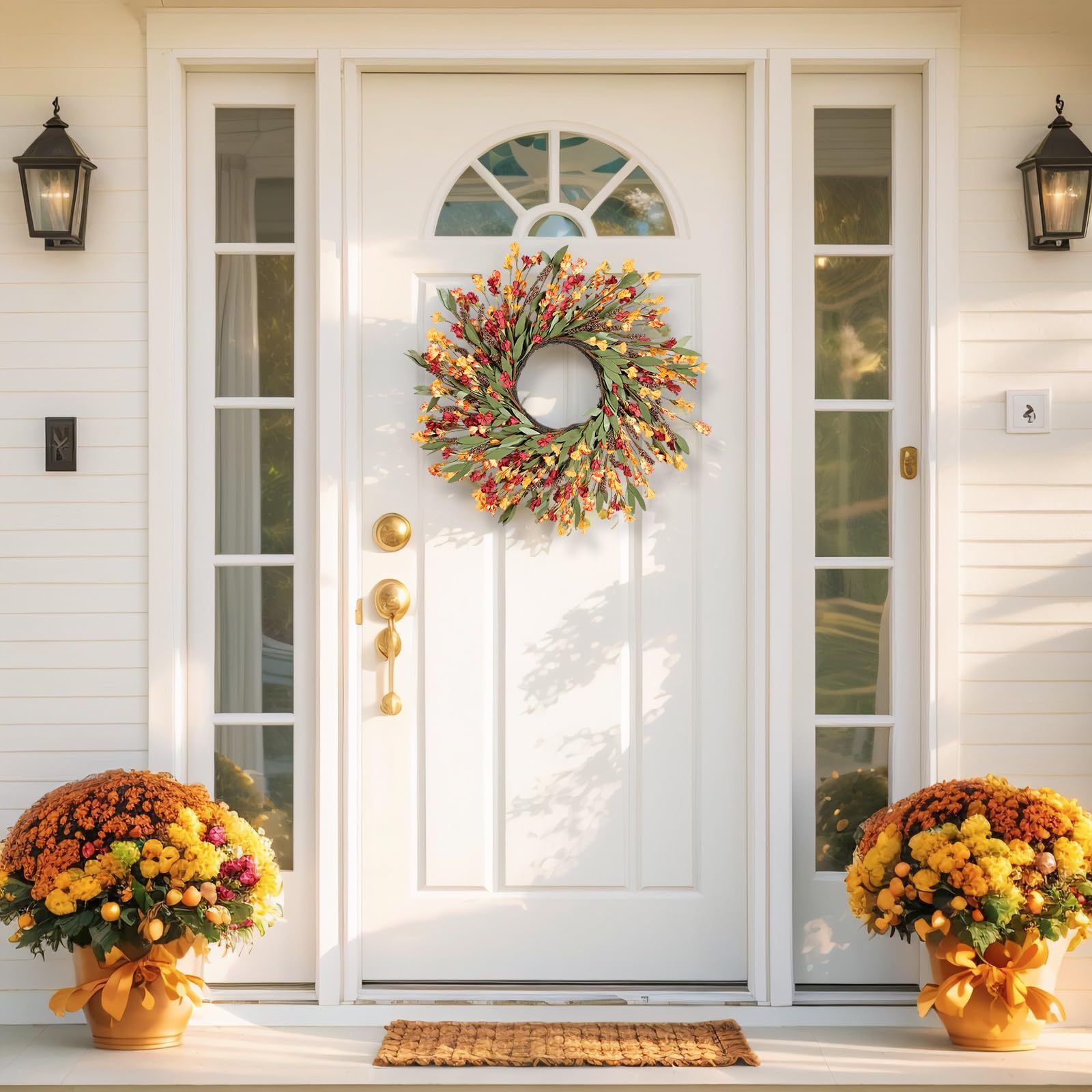 Fall Wreaths for Front Door Outside 24 inch Fall Door Wreath Fall Decorations for Home Decor Autumn Wreath for Fall Front Porch