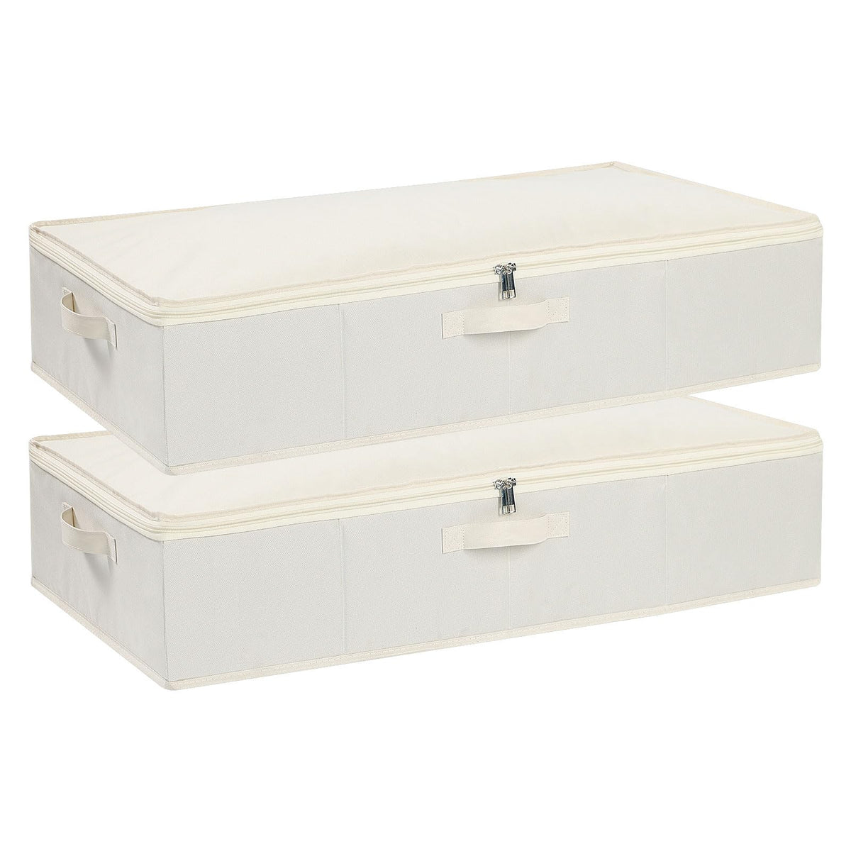 YheenLf Under the Bed Storage Bins, Closet Organizers with Reinforced Handles for Blanket, Sheets, Pillows, Towels, Shoes, Beige
