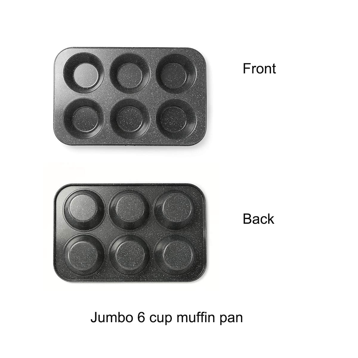 Monfish Large Muffin Pan Jumbo Cupcake Tin Grey Stone Finish Non Sticking 3.5X1.75 Inch Cup