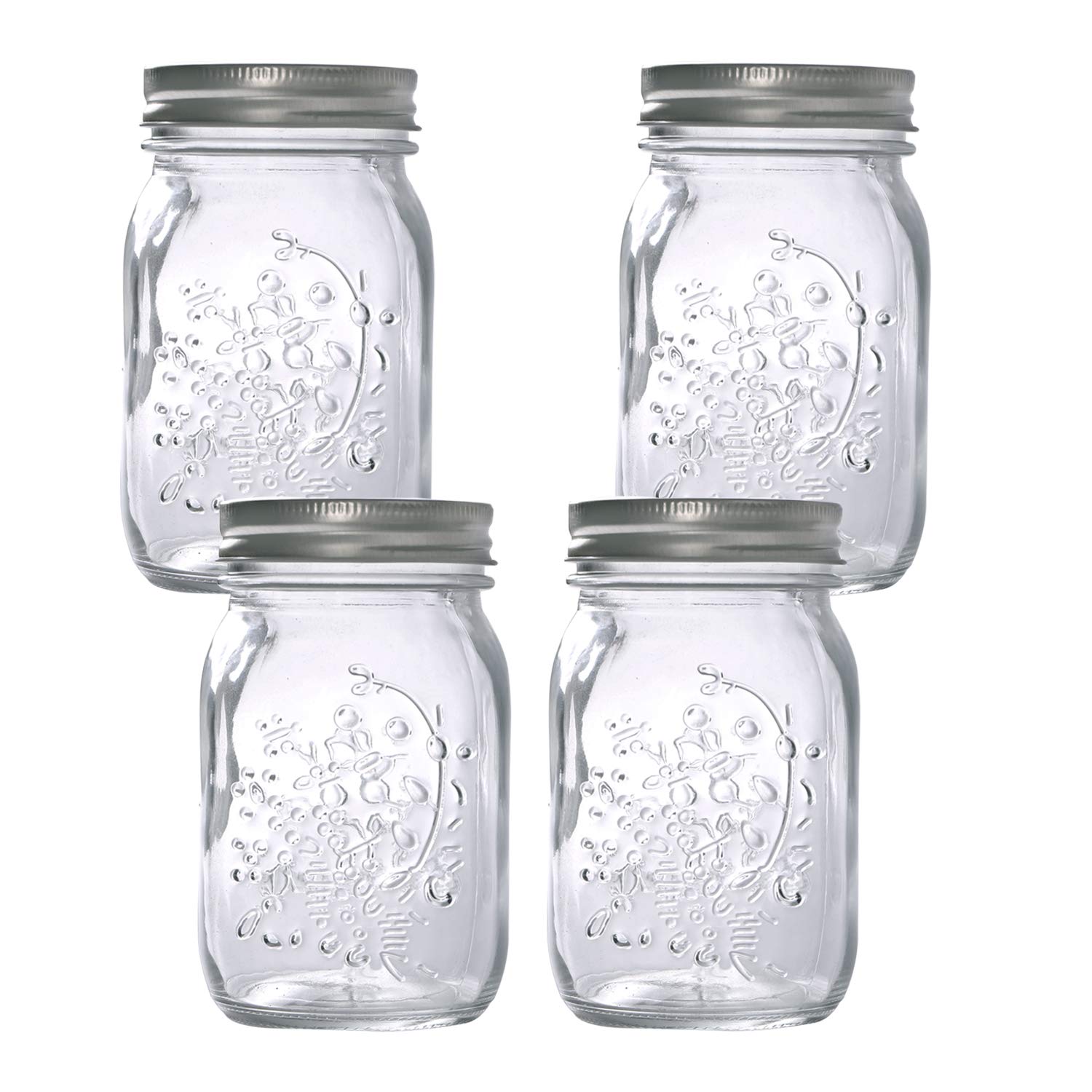 Hovico Mason Jars 17 Oz With Regular Lids And Bands, Ideal For Jam,Dishwasher Safe Mason Jar For Fermenting, Kombucha, Kefir, St