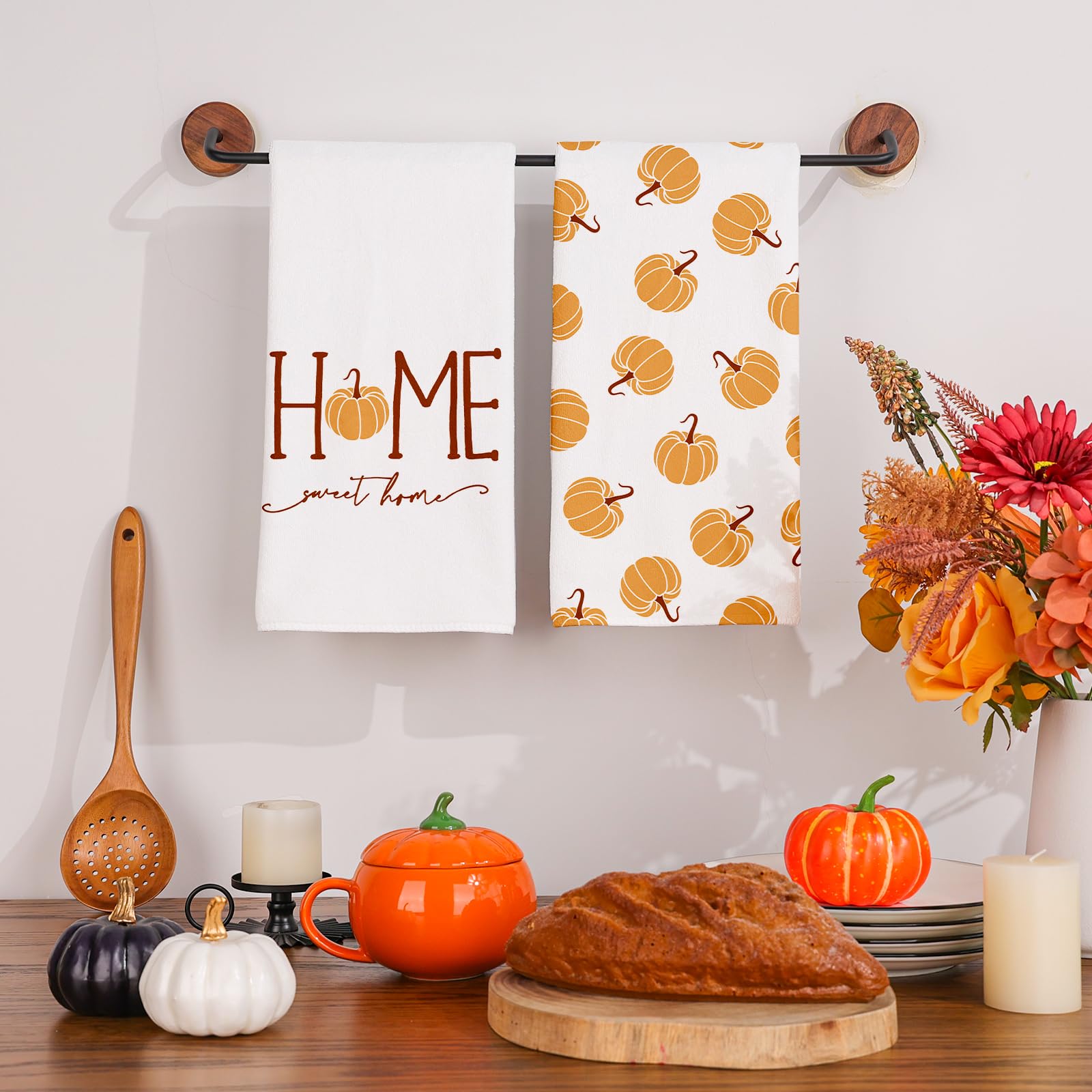 Siilues Fall Kitchen Towels 18X26 Inch, Fall Decor Pumpkin Fall Decorations For Home Sweet Home Dish Towels Seasonal Thanksgivin