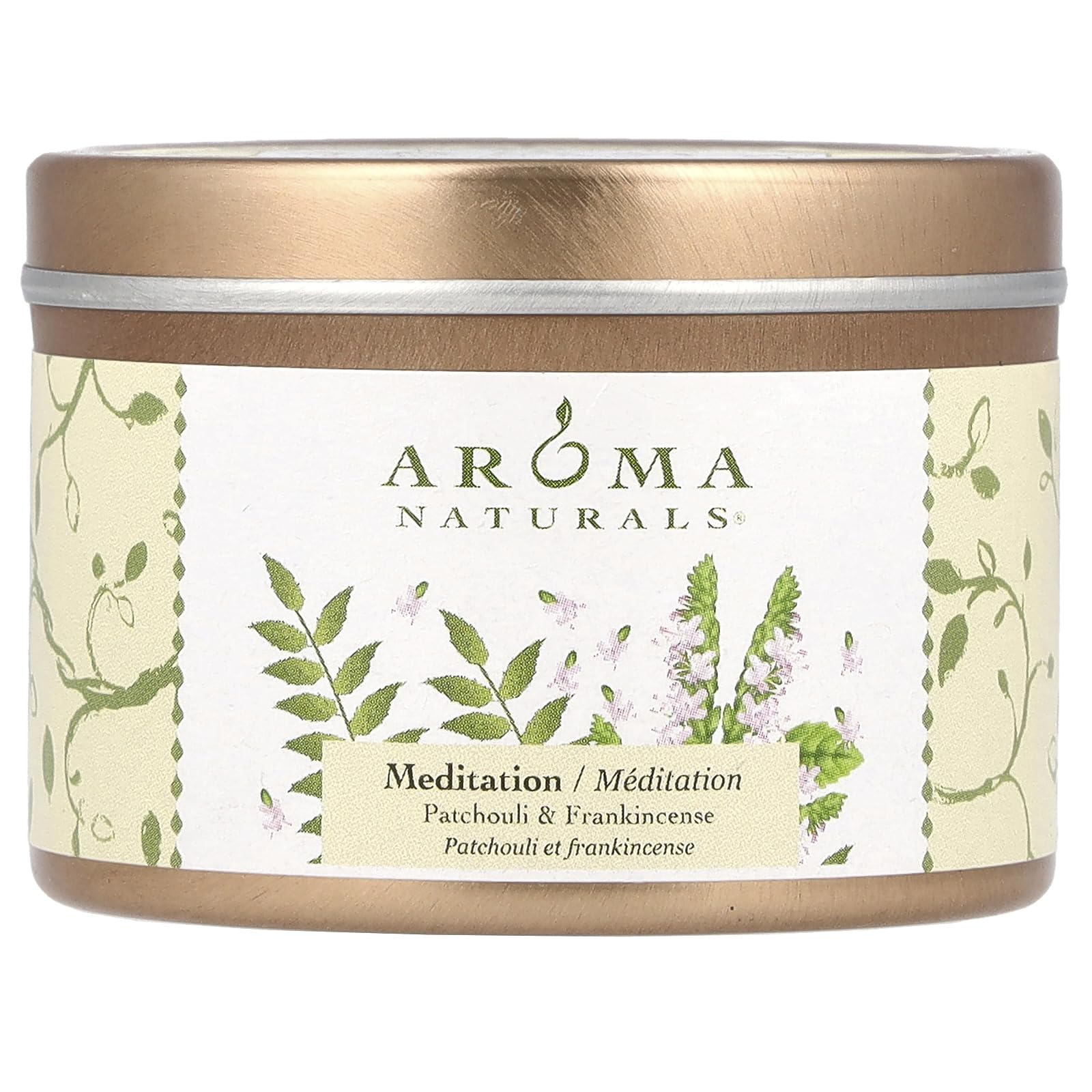 Aroma Naturals Soy VegePure, Small Soy to Go Tin Candle, Patchouli & Frankincense, 2.8 oz (79.38 g)