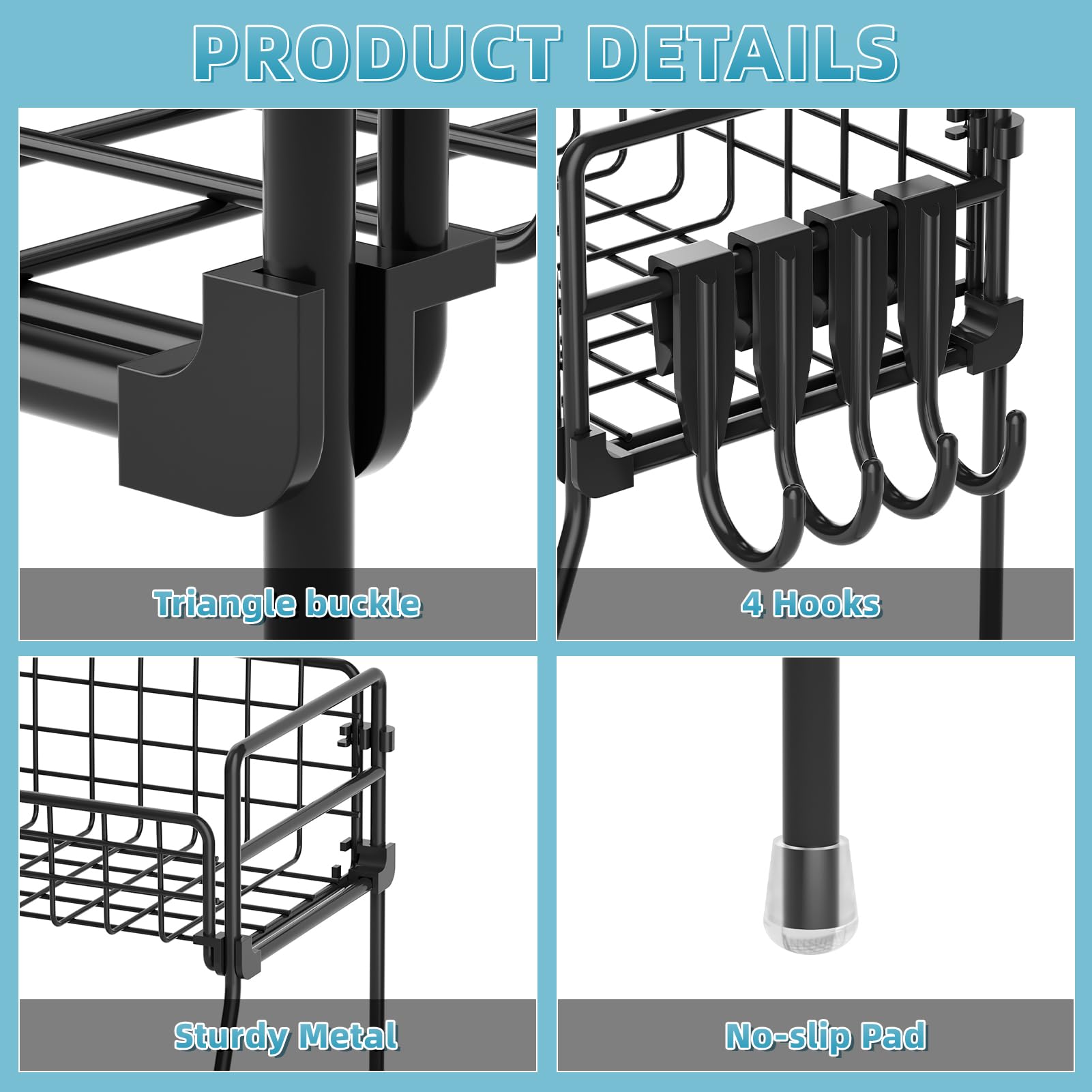 Vitviti 2 Tier Bathroom Organizer Countertop, Metal Wire Bathroom Counter Organizer Storage With Hooks, Vanity Tray Shelf, Kitch