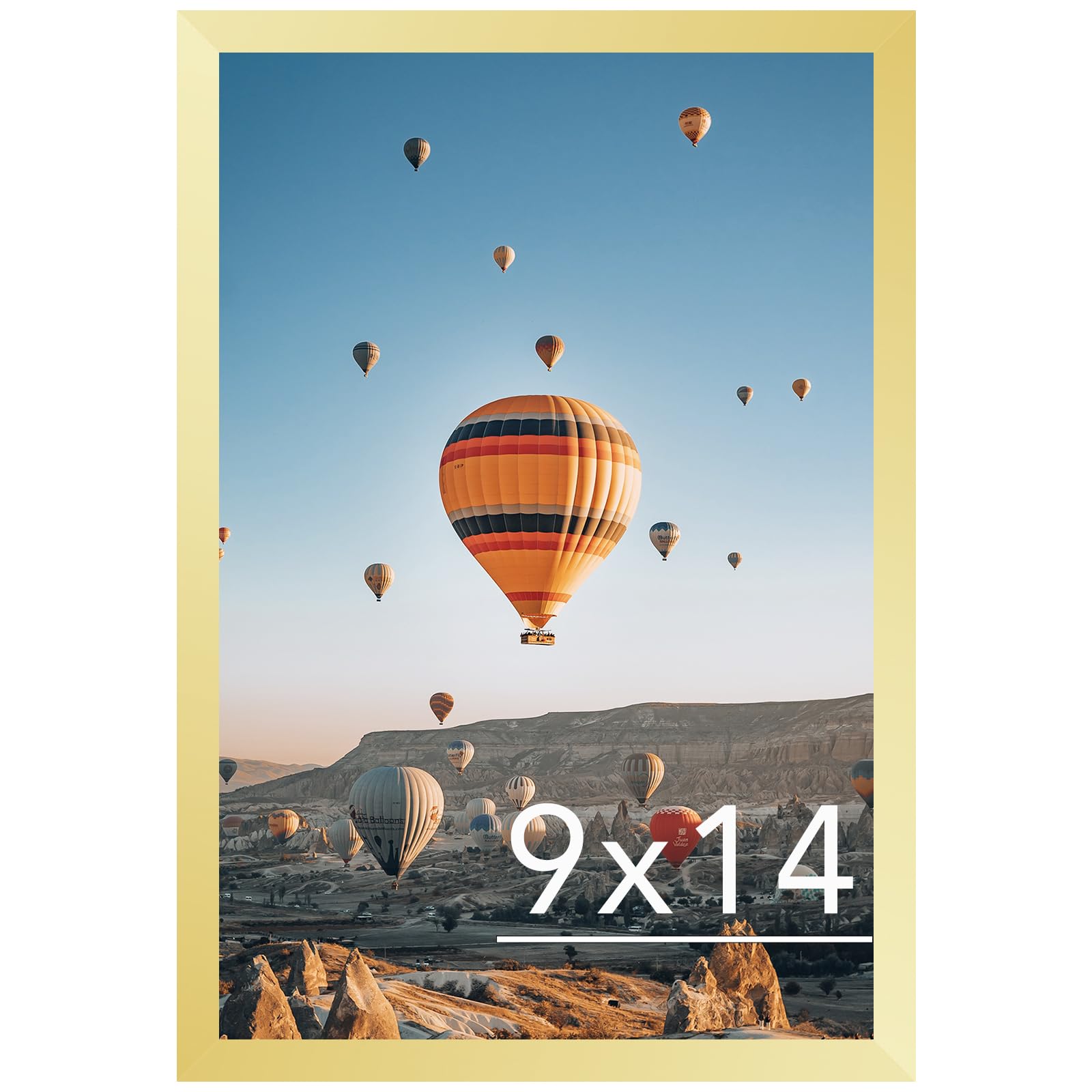 JCJMY 9x14 Picture Frame Gold for Wall Hanging, Wall Mounting Horizontally or Vertically, 9 x 14 Wall Gallery Poster Photo Frame