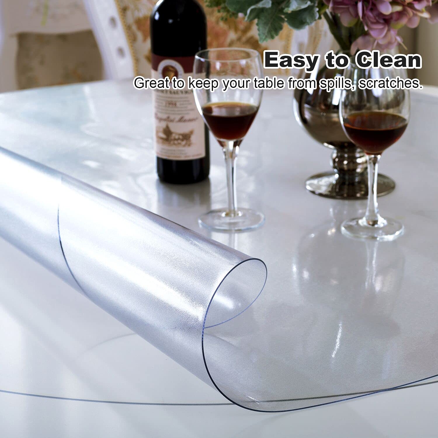 Lovepads 2Mm Thick Frosted Round Table Cover Protector 41 Inch Frosted Round Table Protector For Dining Room Table, Round Plasti