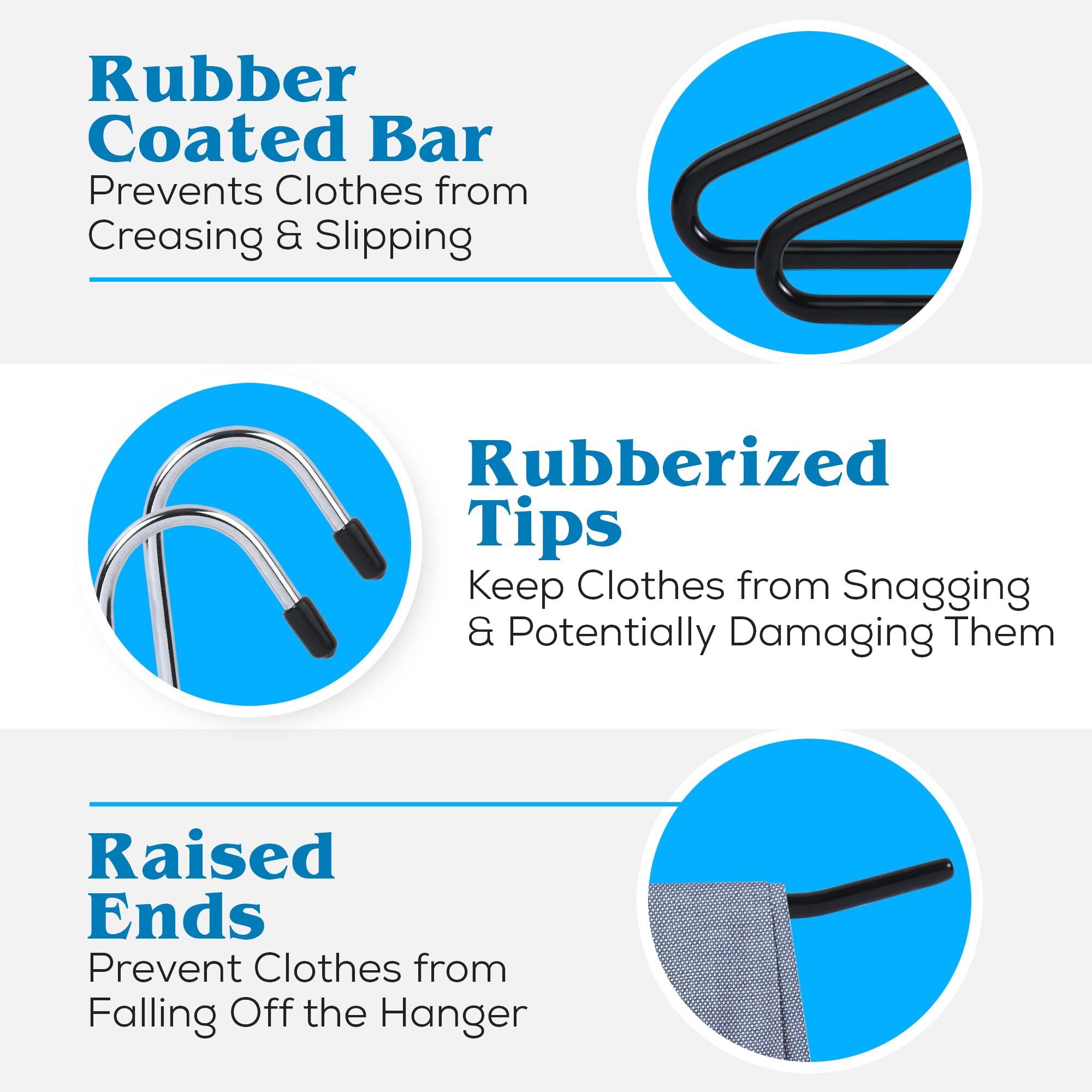 Pants Hangers | Open-Ended Metal Pants Hangers  15 Black Pant Hangers Non-Slip Hangers for Pants  Jeans  Slacks  Blanket  Tablecloth - Space-Saving Pants Hangers for Women and Men by ERA Accents