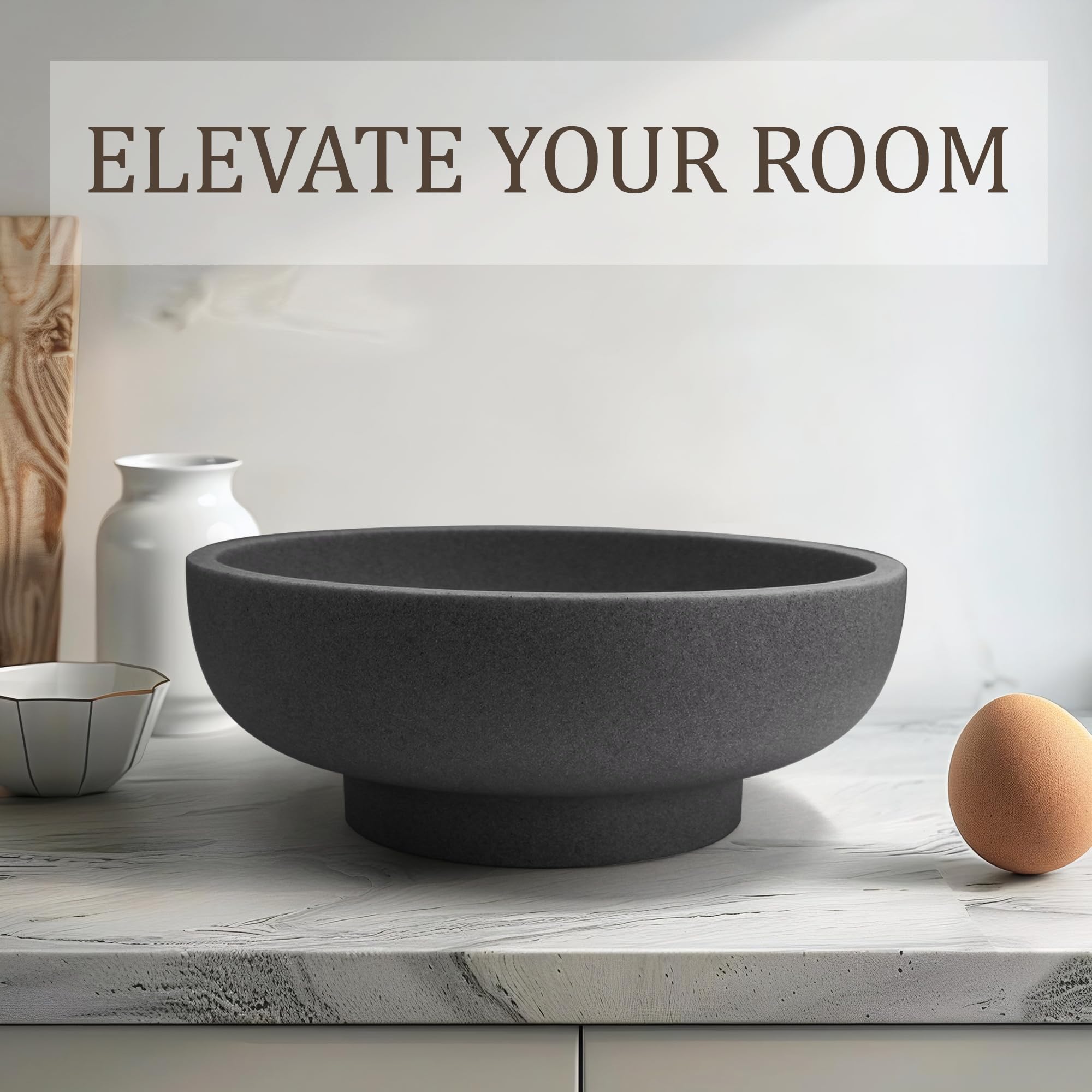 LIN CHUAN Large Decorative Bowl, Fruit Bowl for Kitchen Counter, Modern Resin Bowl for Home Decor, Key Holder for Entry Table, S