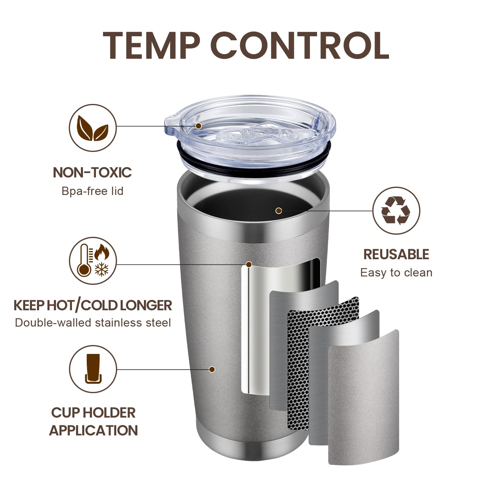 Meway 20Oz Tumbler 8 Pack Double Wall Vacuum Insulated Travel Mug Bulk, Mix Color Stainless Steel Tumblers With Lid And Straw, D