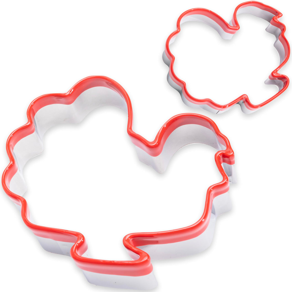 Cookieque 2Pcs Turkey Cookie Cutters 4.5'' 3.5'', Food-Grade Stainless Steel Fall Thanksgiving Cookie Cutter Set, Biscuit Cutter