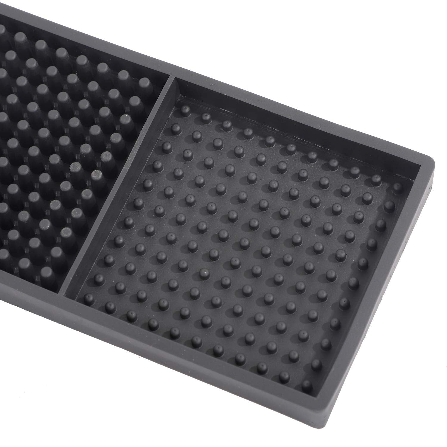 Kinjoek 5 Packs 3.2 X 24 Inch Rubber Bar Service Mat, Black Long Drink Coasters, Leakproof Non Slip Tabletop Protection Home Bar