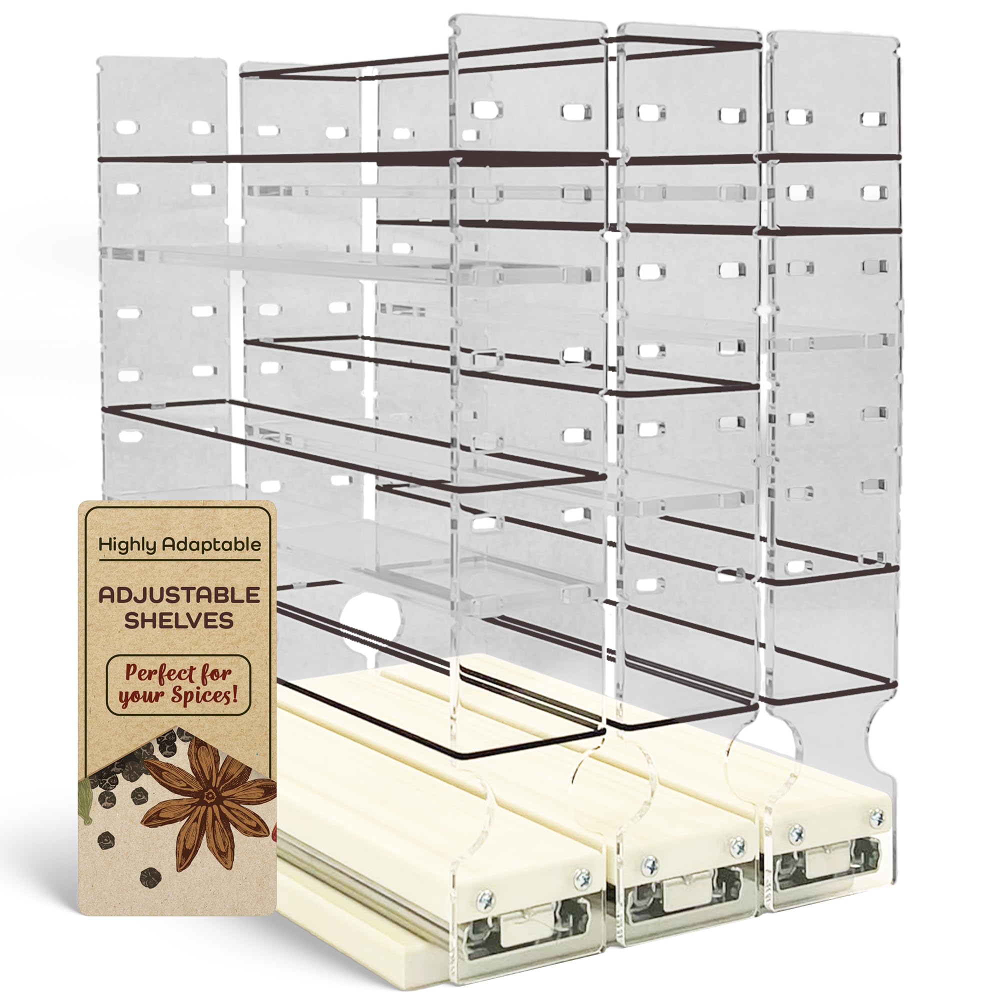 Vertical Spice Adjustable Spice Rack Drawer - Pull Out Cabinet Organizer - Kitchen and Pantry Organizers and Storage - Spice Cad