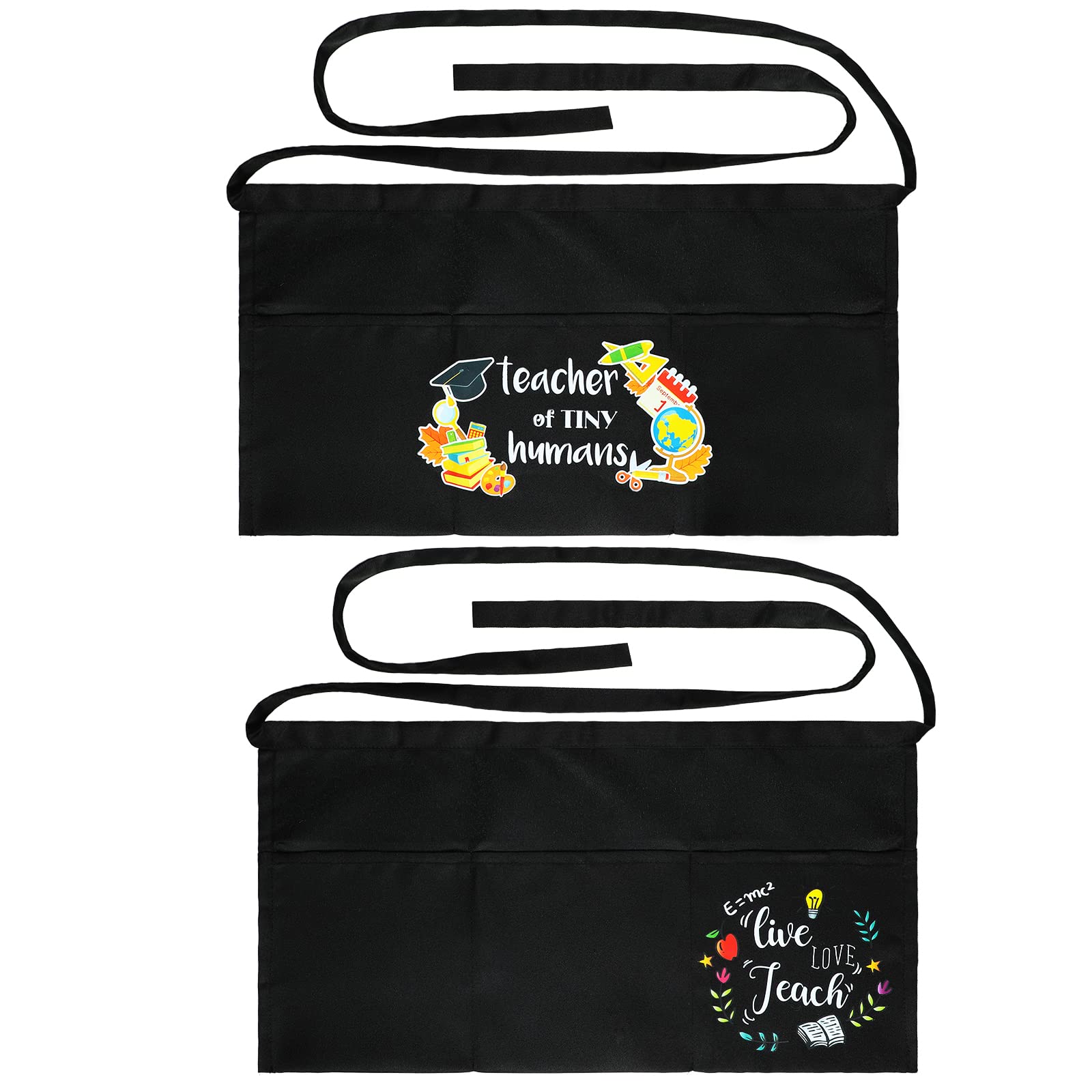 Vicenpal Teacher Waist Aprons For The Classroom 2 Pieces Half Black Cute Teacher Waist Apron With 3 Pockets Apron For Classroom