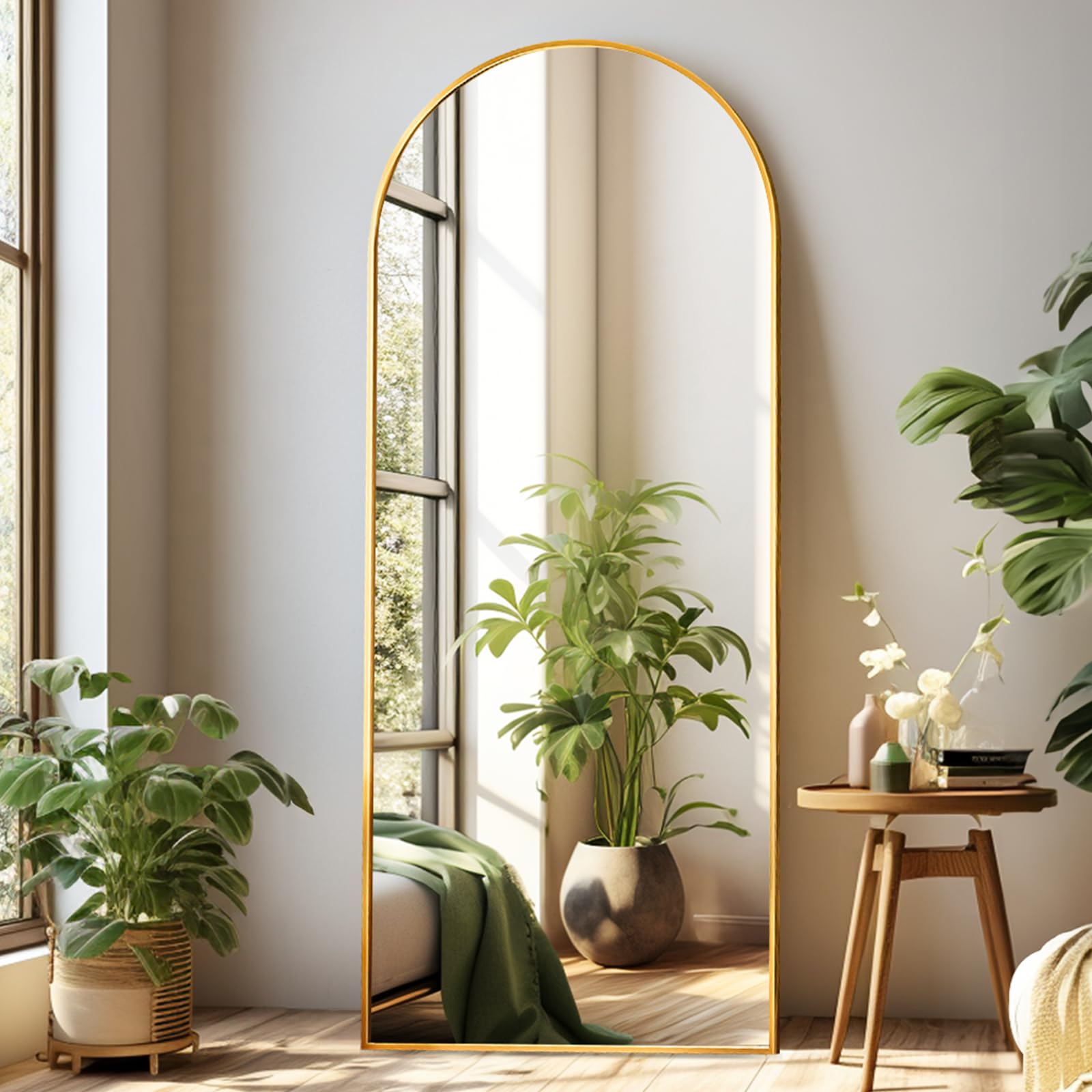 Dewfig Arched Full Length Mirror, 64 *21 , Large Floor Mirror with Stand, Full Body Mirrosr Standing Mirrors for Leaning or Hang