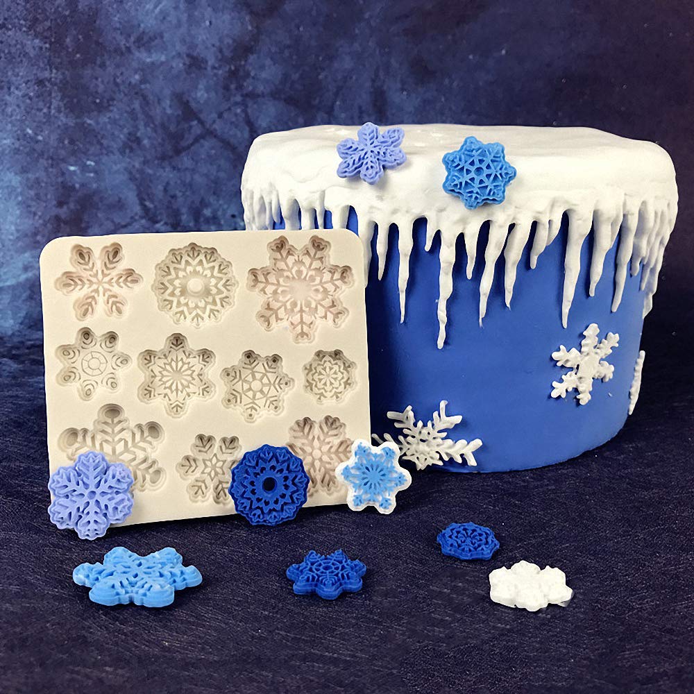 (Set Of 3) Winter Snowflake Fondant Molds, Christmas Snowflake Silicone Sugarcraft Gum Paste Mold For Cake Cupcake Topper Decora