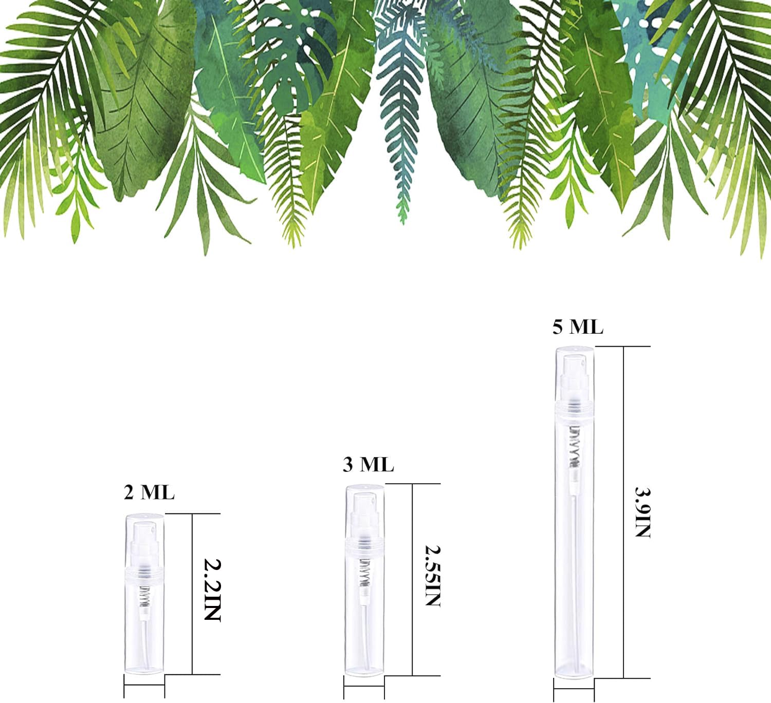 Csdtylh Mini Spray Bottles 100PCS 2ML Refillable Empty Clear Plastic Spray Bottles Perfume Mouthwash Atomizer Small Travel Size Aerosol Spray Bottle for Cleaning Essential Oils Toiletry