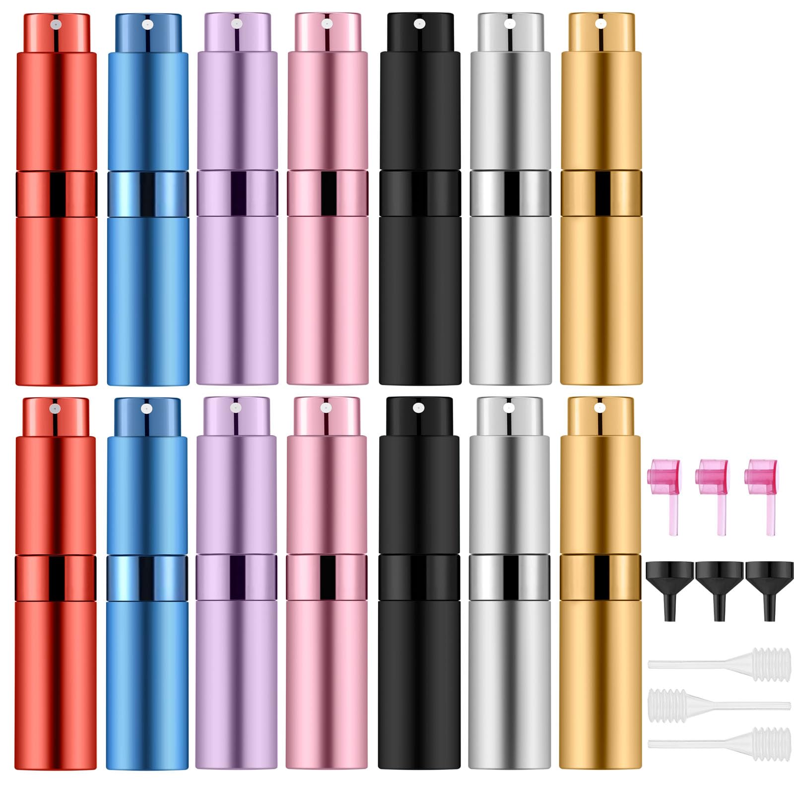 Lil Ray 8Ml/14Pcs Portable Mini Perfume Atomizer, Refillable Empty Small Spray Bottle For Travel, Twist Tpye Pocket Cologne Spra
